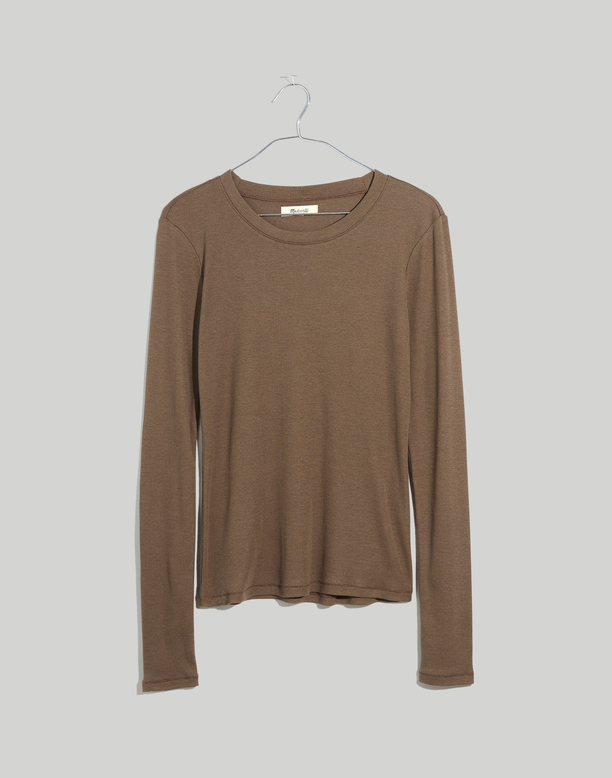Plus Fine Ribbed Crewneck Long-Sleeve Tee