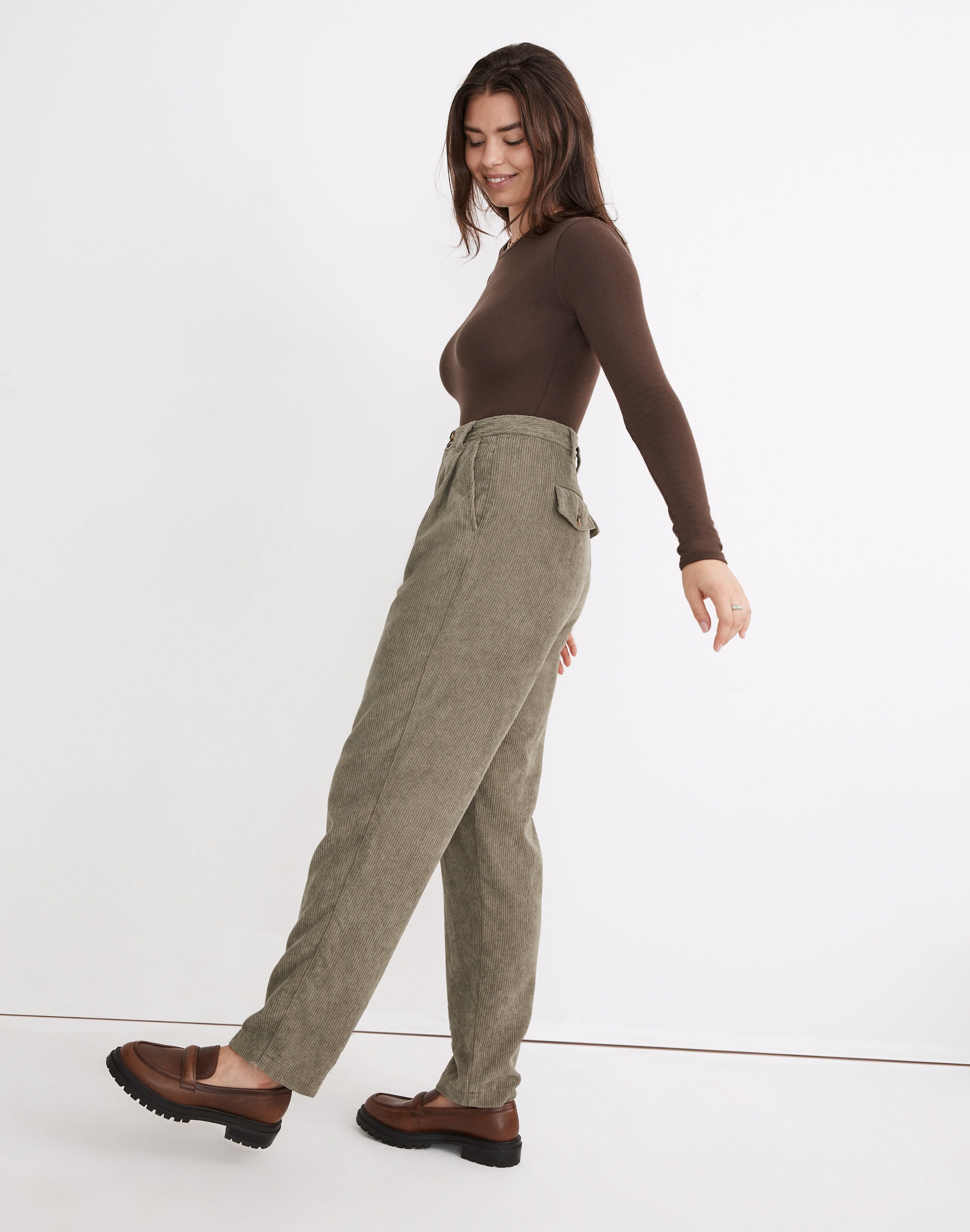 Curvy Corduroy High-Rise Tapered Pants