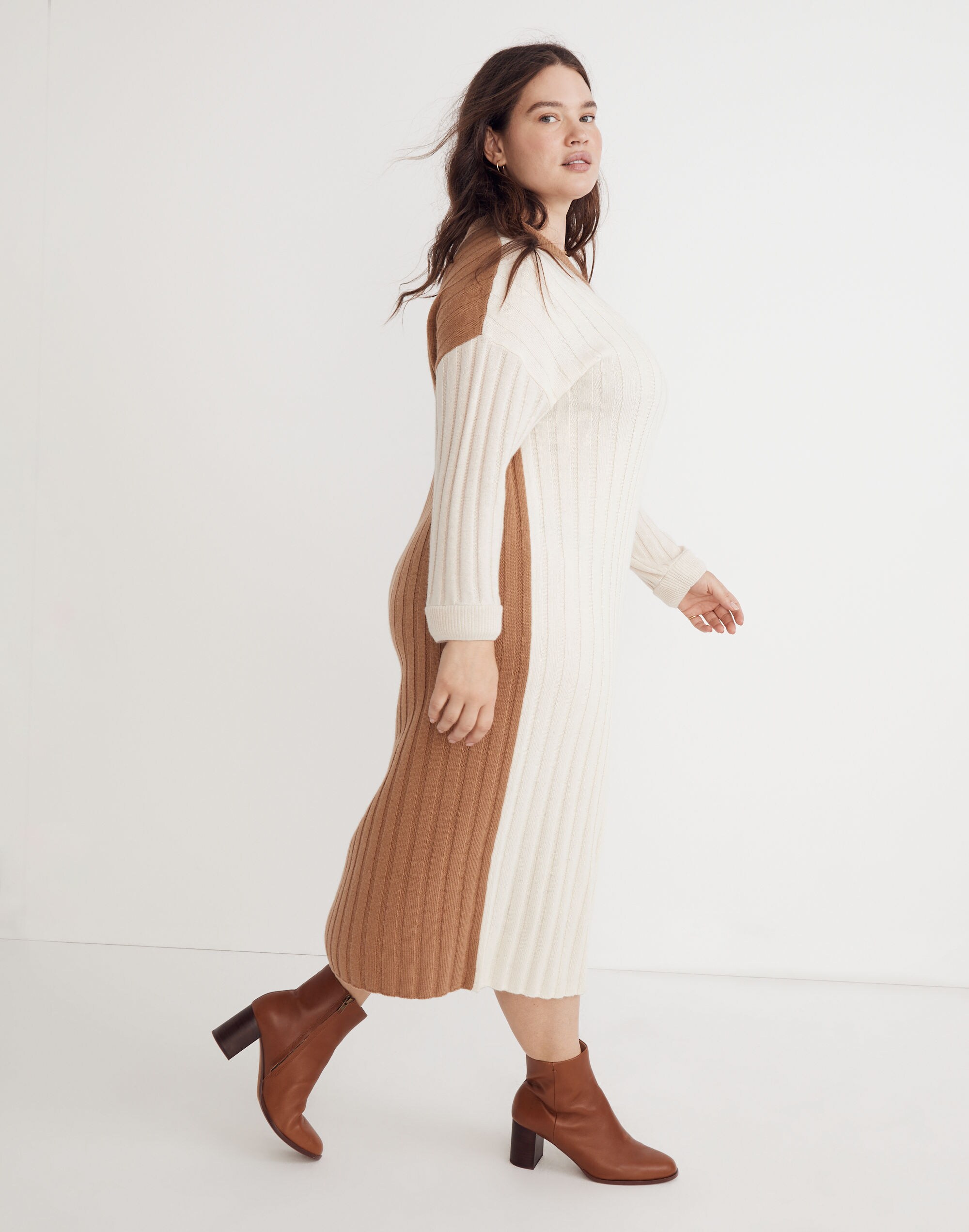 Plus (Re)sourced Ribbed Midi Sweater Dress