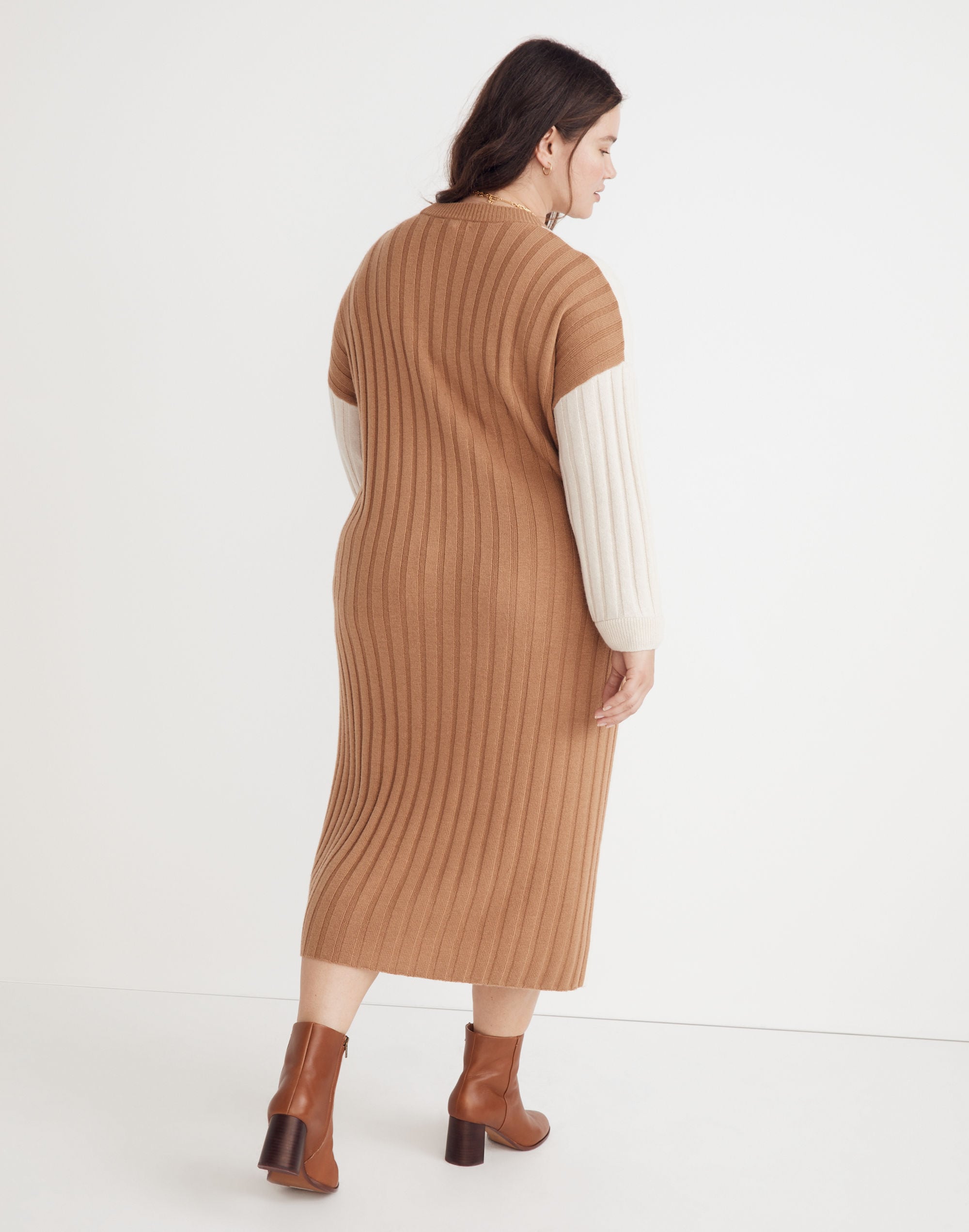 Plus (Re)sourced Ribbed Midi Sweater Dress