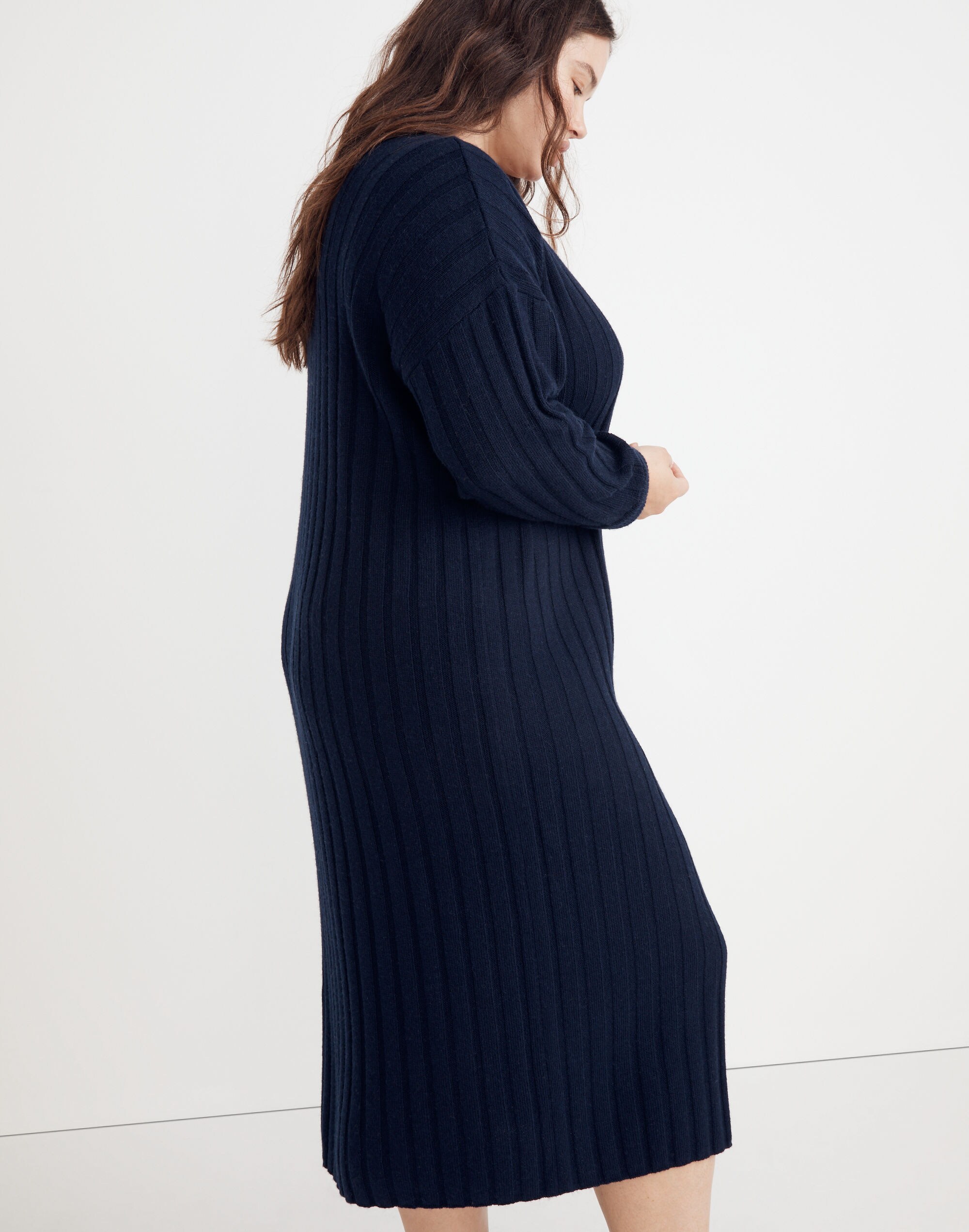 Plus Re)sourced Ribbed Midi Sweater Dress