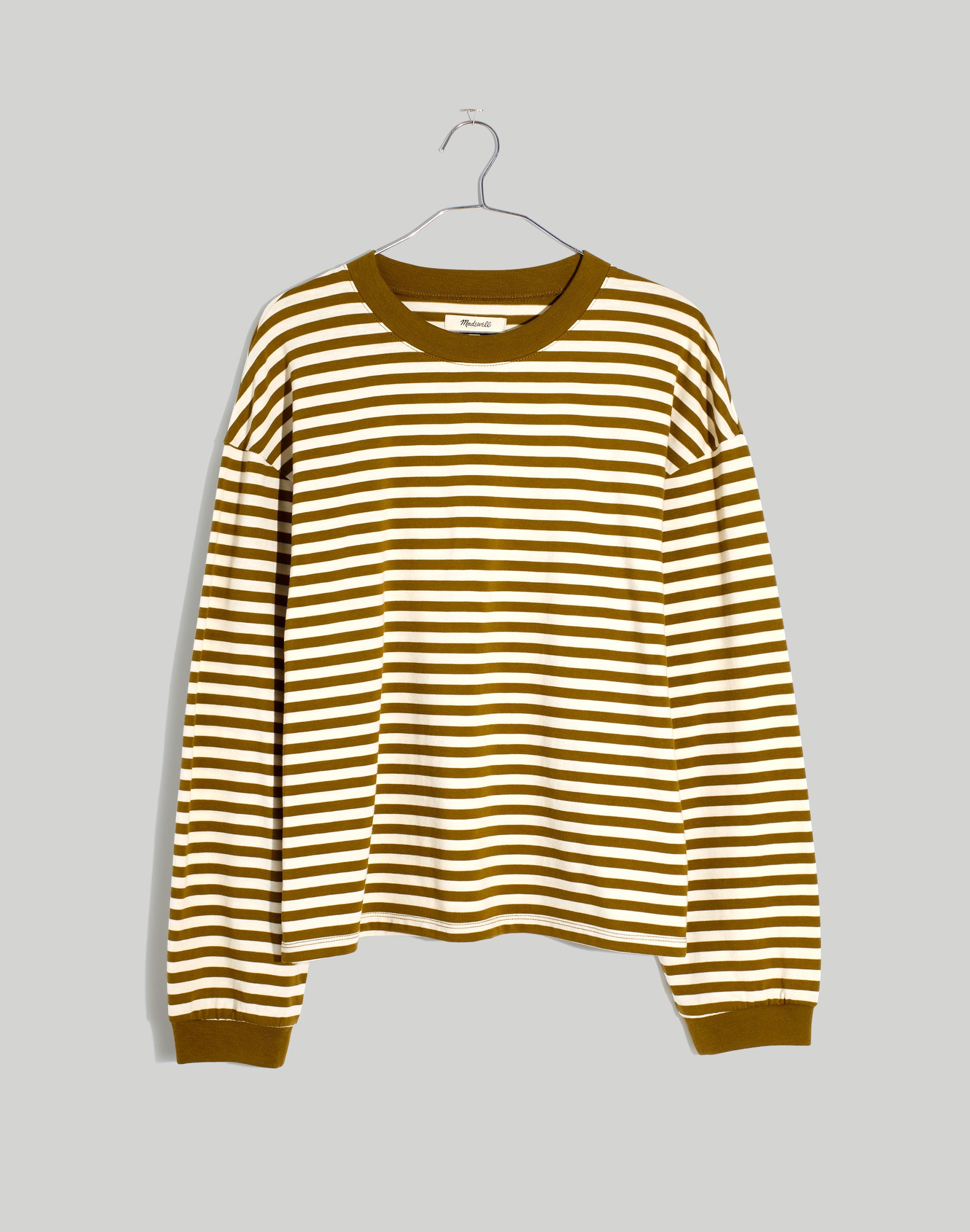 Plus Supima&reg; Cotton Essential Long-Sleeve Tee in Zetta Stripe