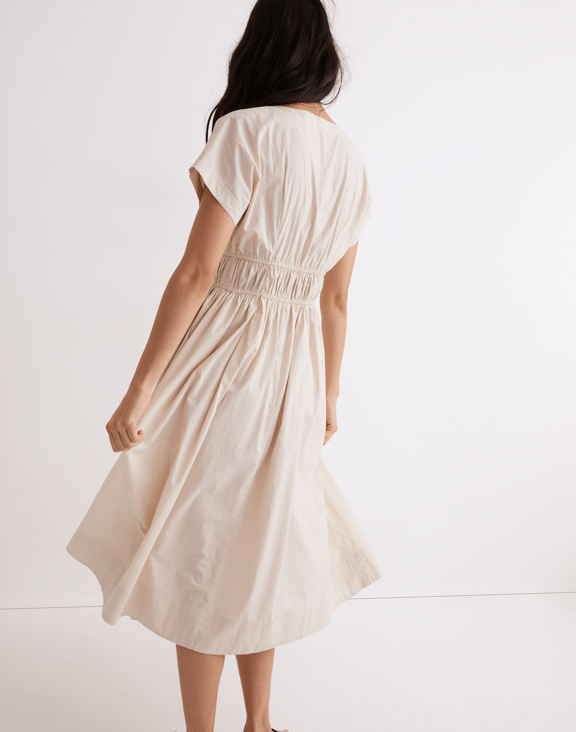 Poplin Sophia Button-Front Midi Dress