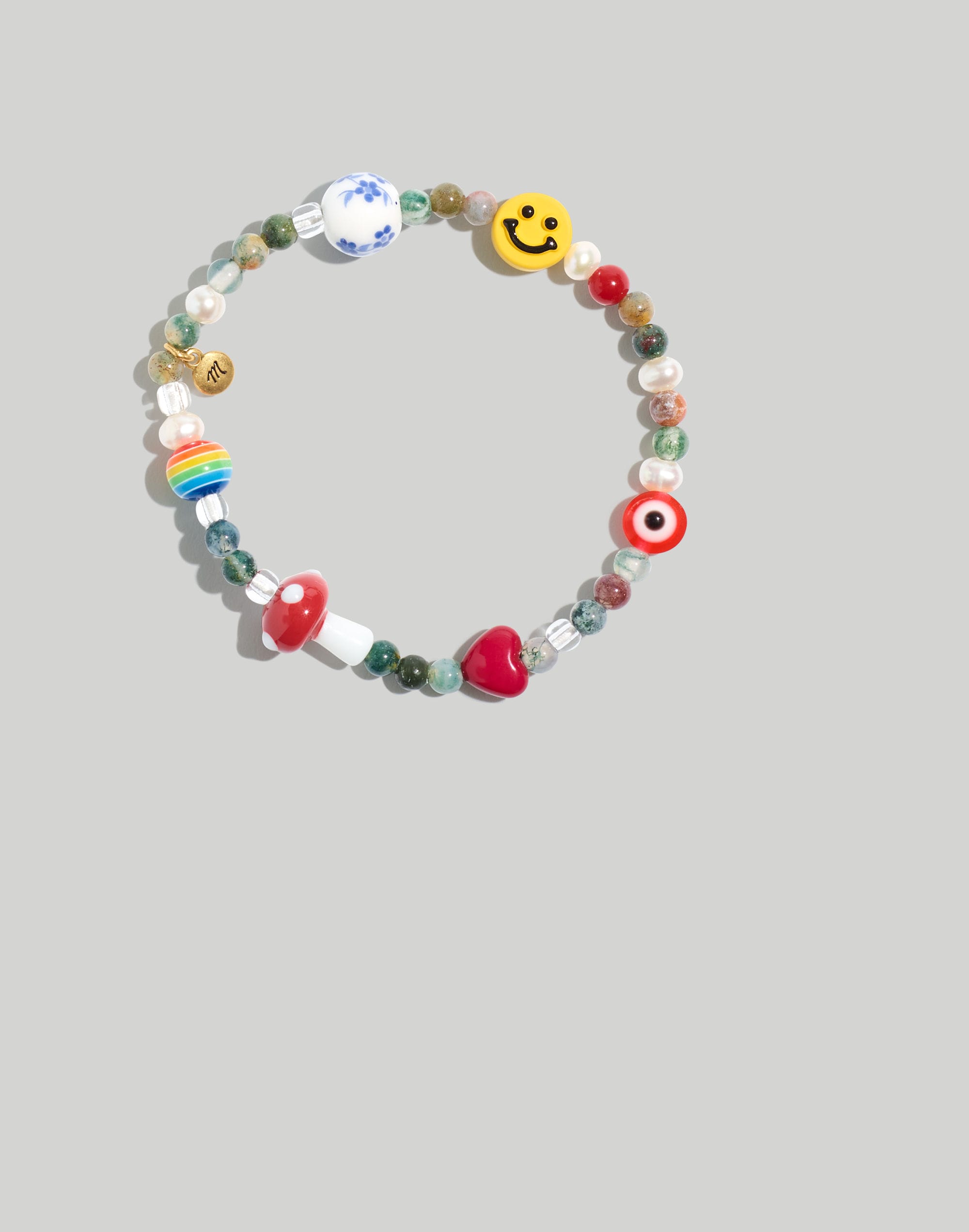 Happy Face Beaded Stretch Bracelet