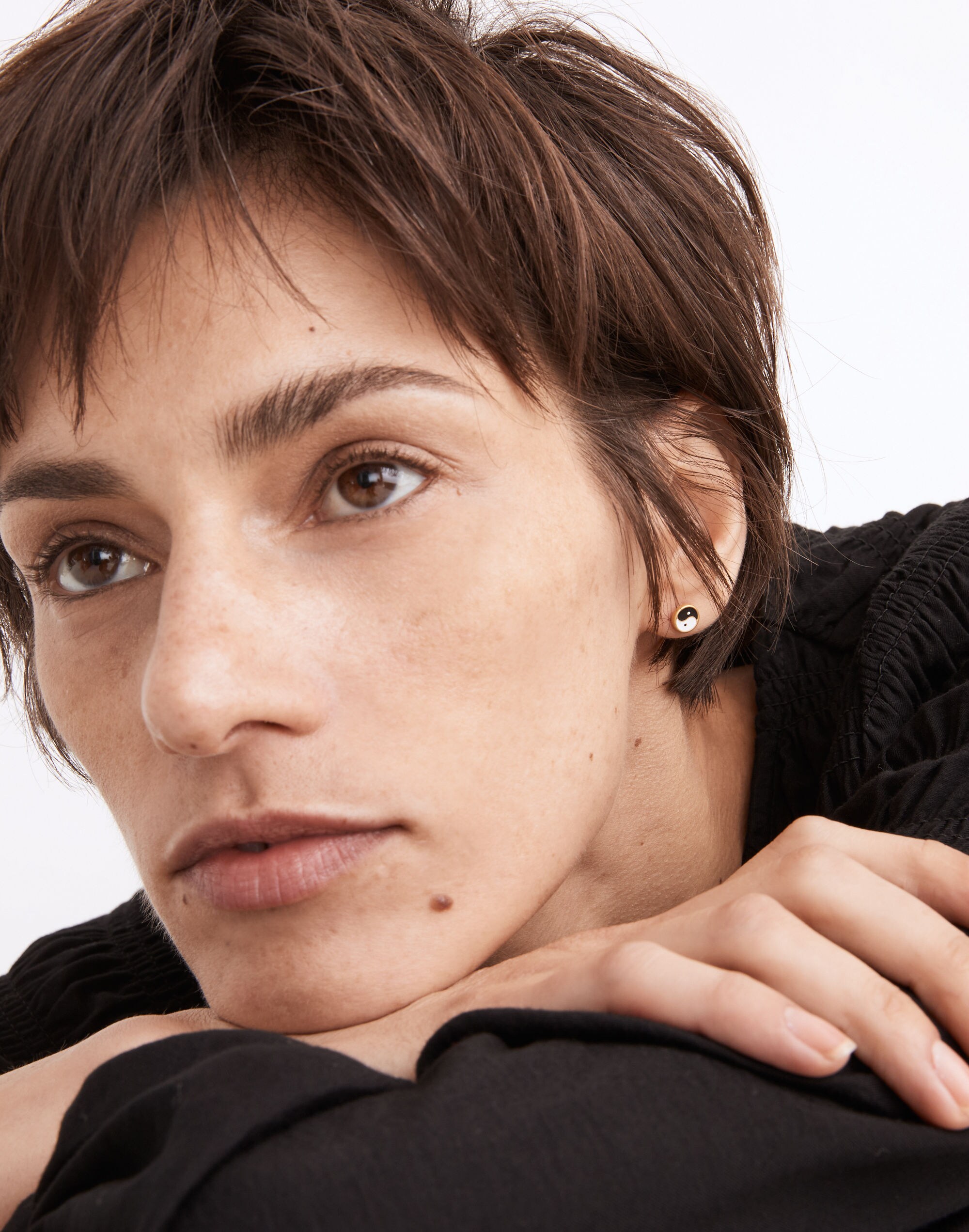 Enamel Yin-Yang Stud Earrings