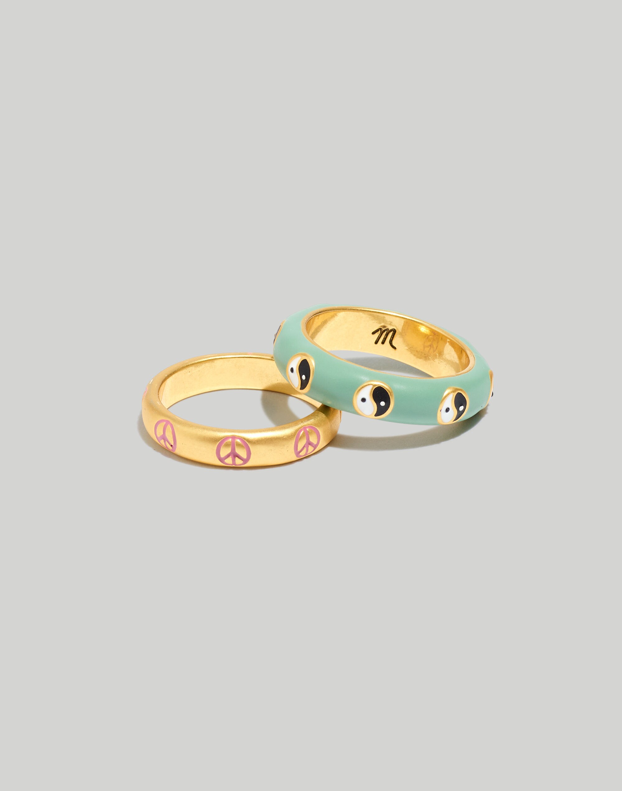 Enamel Yin-Yang Stacking Ring Set