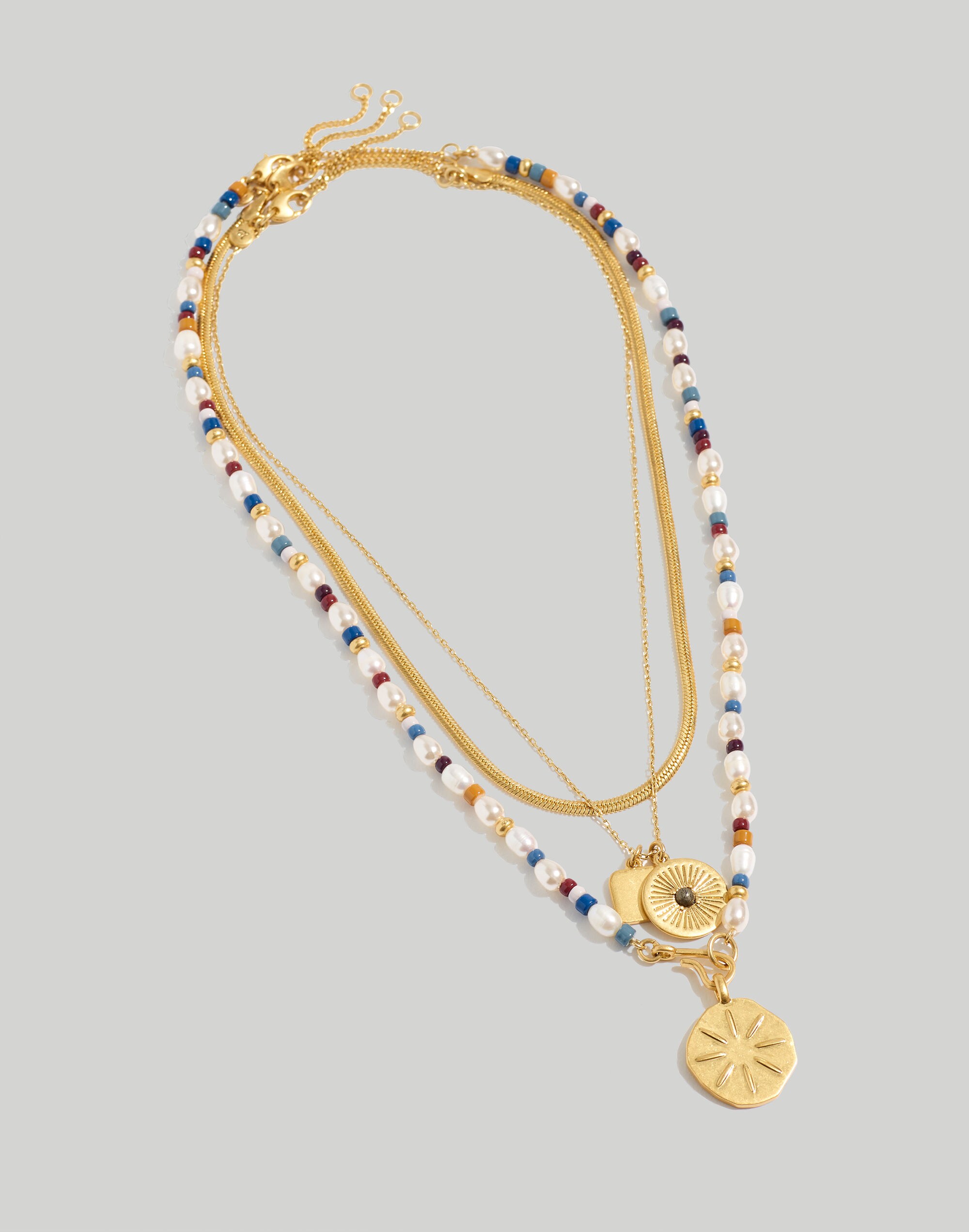 Three-Piece Etched Beaded Necklace Set