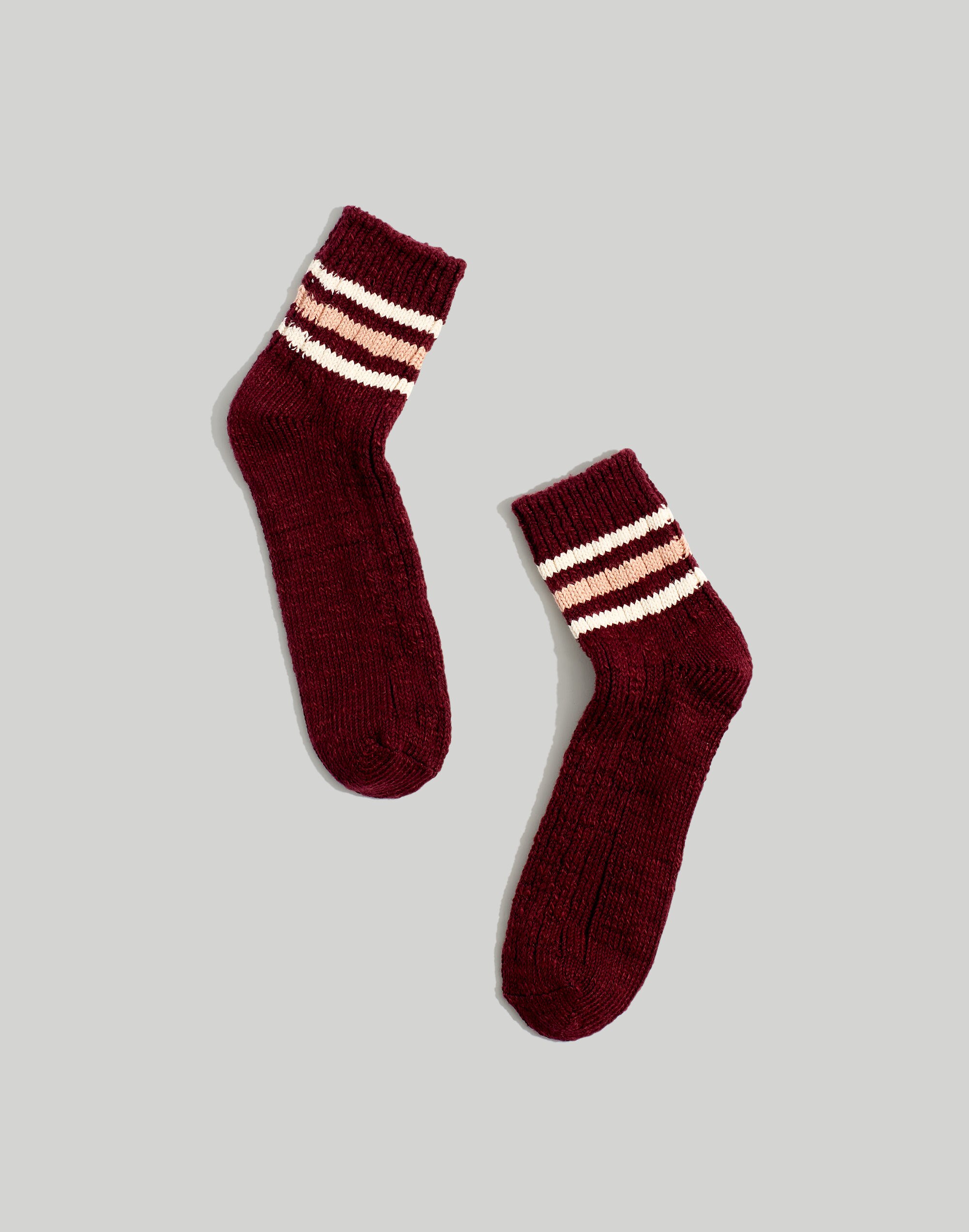 Chunky-Knit Ankle Socks in Athletic Stripe
