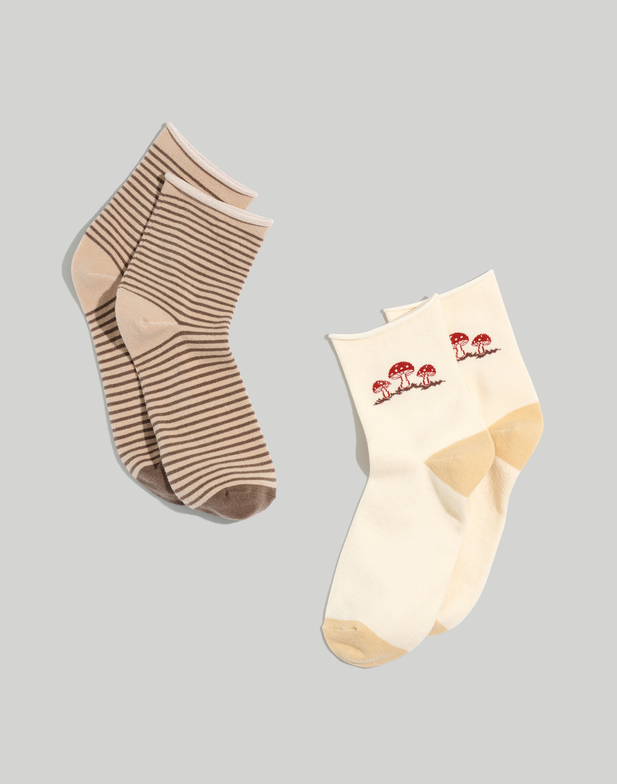 Two-Pack Mushroom-Embroidered Ankle Socks