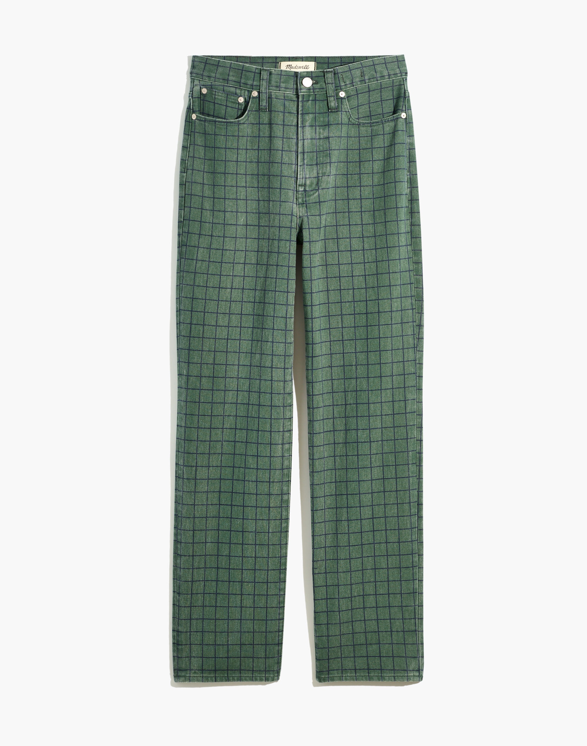 The Perfect Vintage Straight Jean in Windowpane Plaid