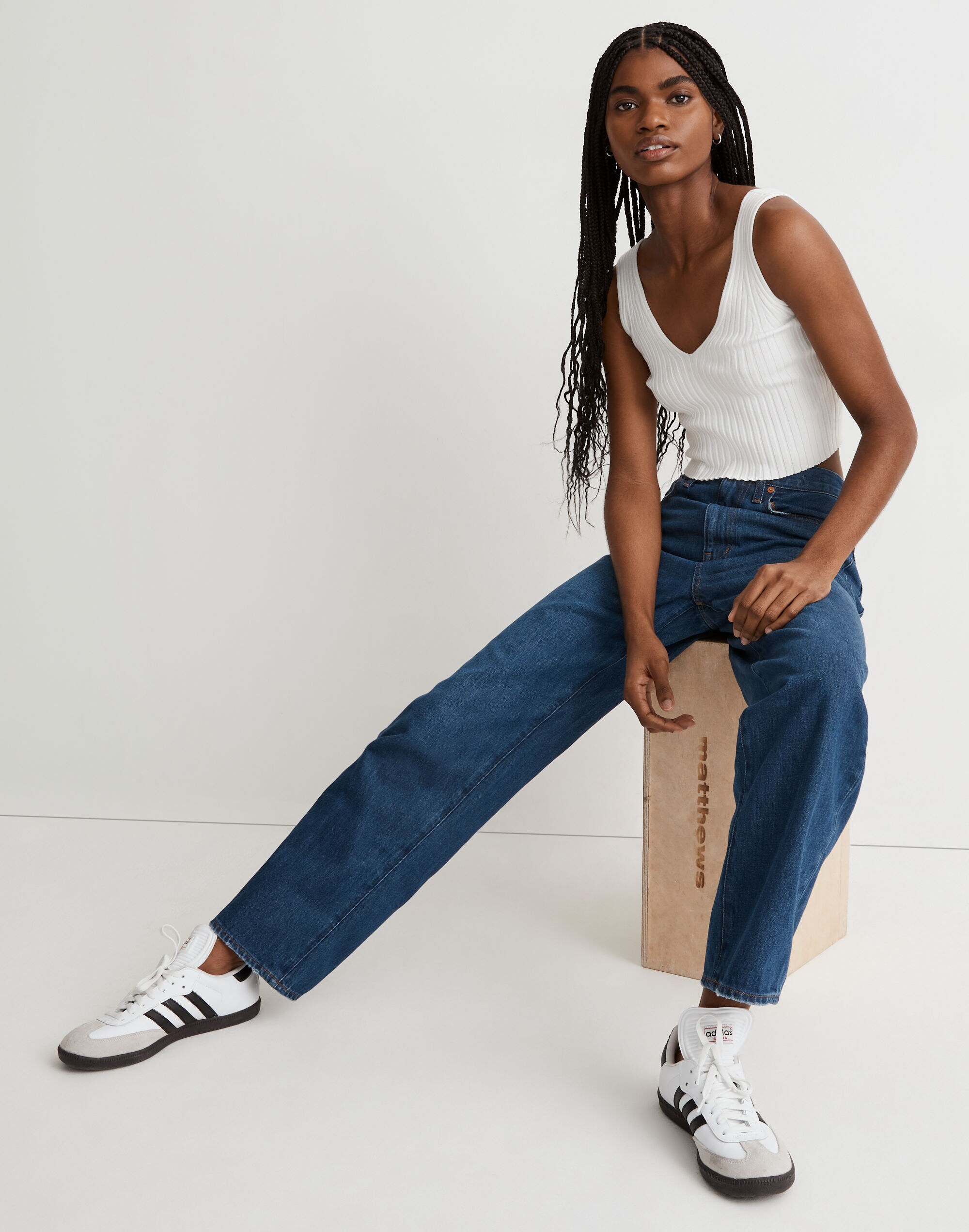 Baggy Straight Jeans in Dark Worn Indigo Wash