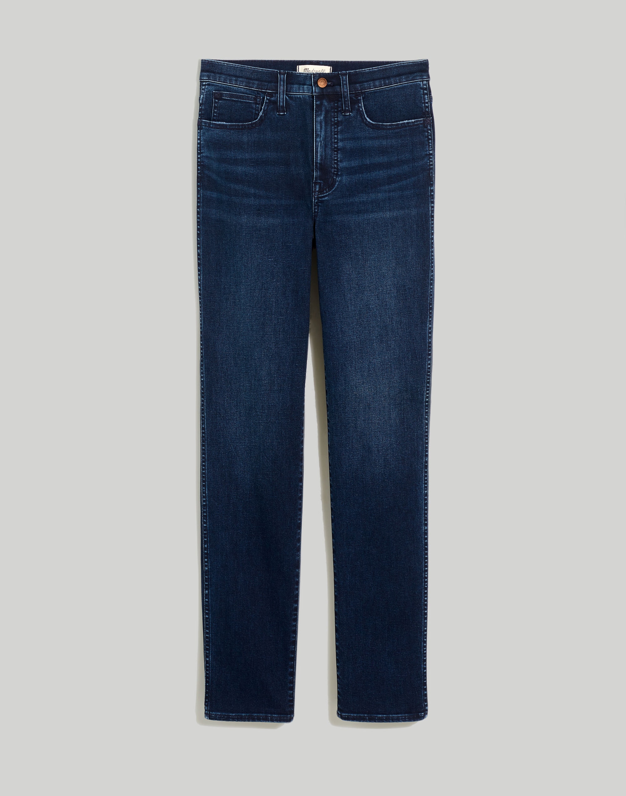 High-Rise Slim Straight Jeans in Larchley Wash: TENCEL&trade; Denim Edition