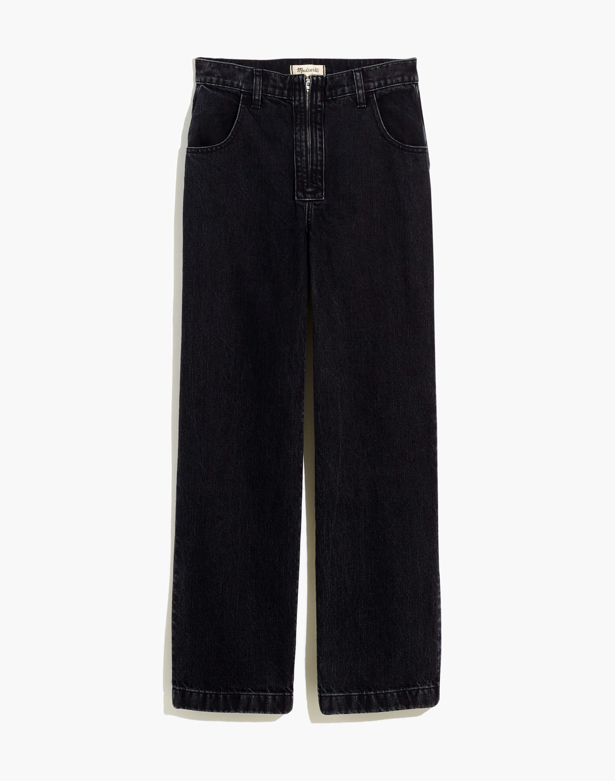The Perfect Vintage Wide-Leg Jean in Black Worn Wash: Exposed-Zip Edition