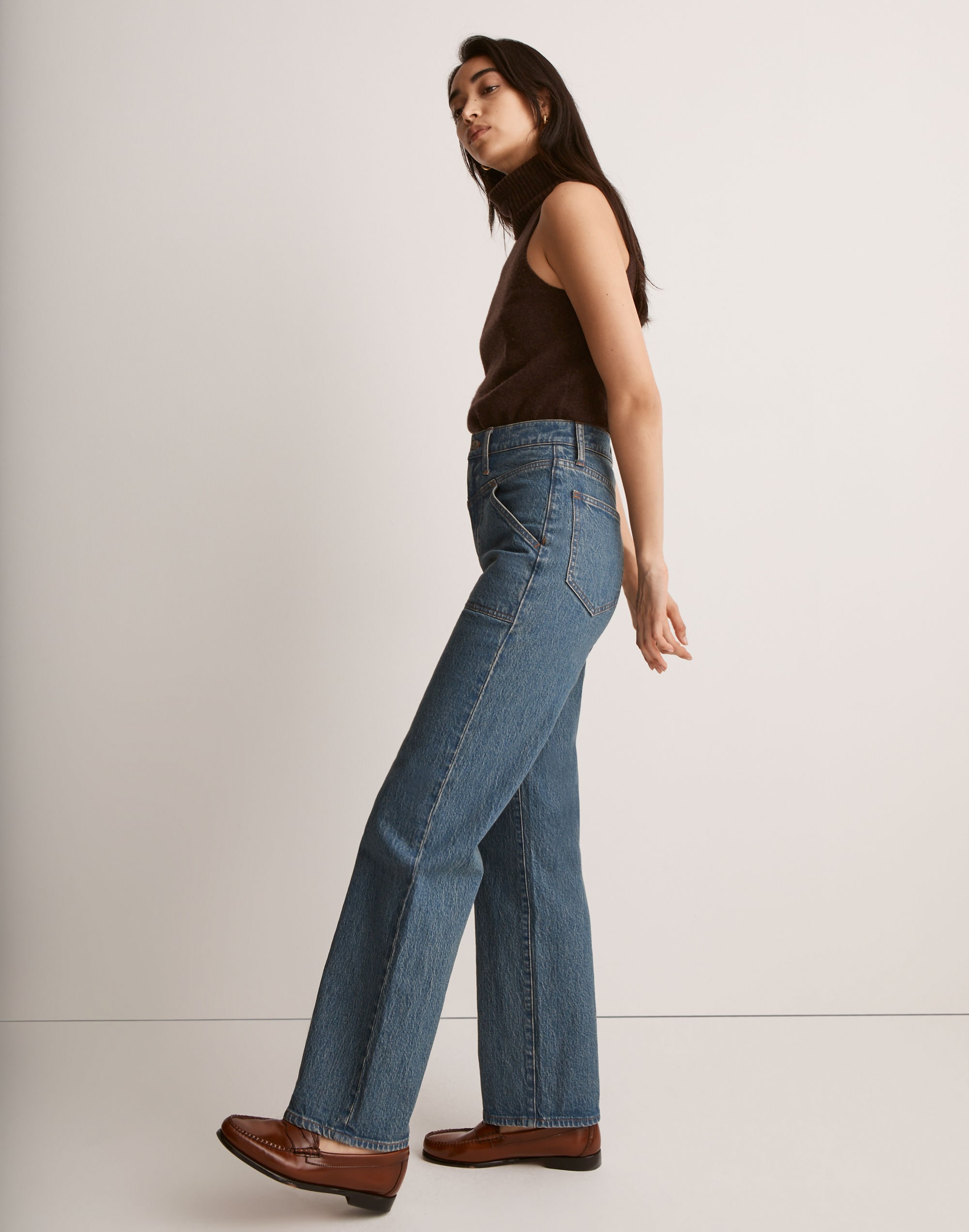 The Perfect Vintage Wide-Leg Jean in Vintage Indigo Wash: Patch-Pocket Edition