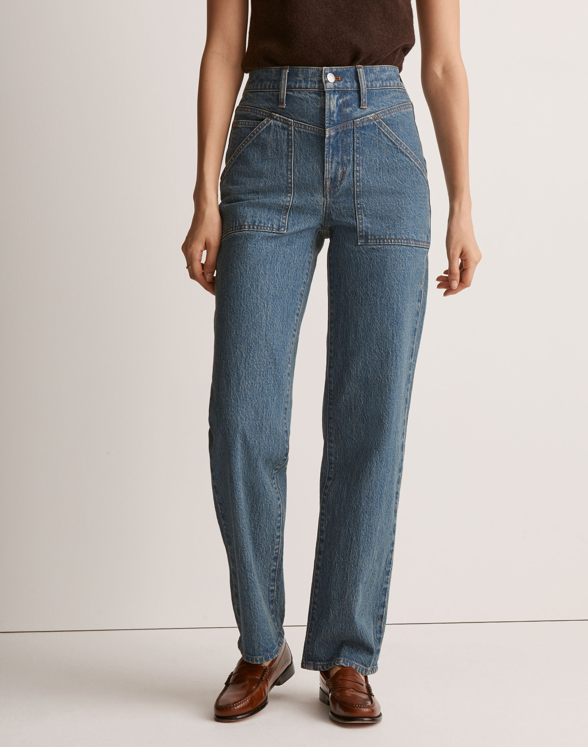 The Perfect Vintage Wide-Leg Jean in Vintage Indigo Wash: Patch-Pocket Edition