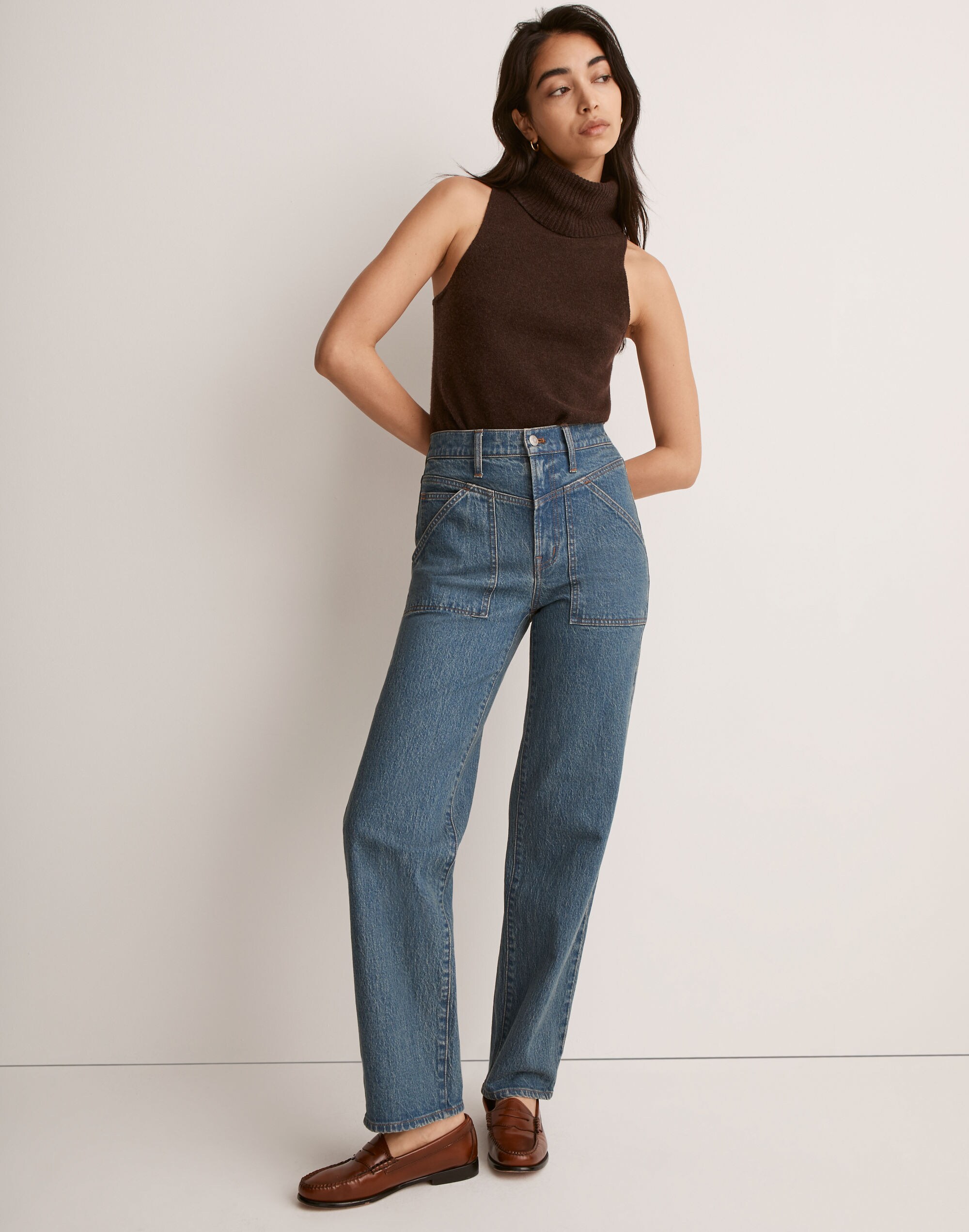 The Perfect Vintage Wide-Leg Jean in Vintage Indigo Wash: Patch-Pocket Edition