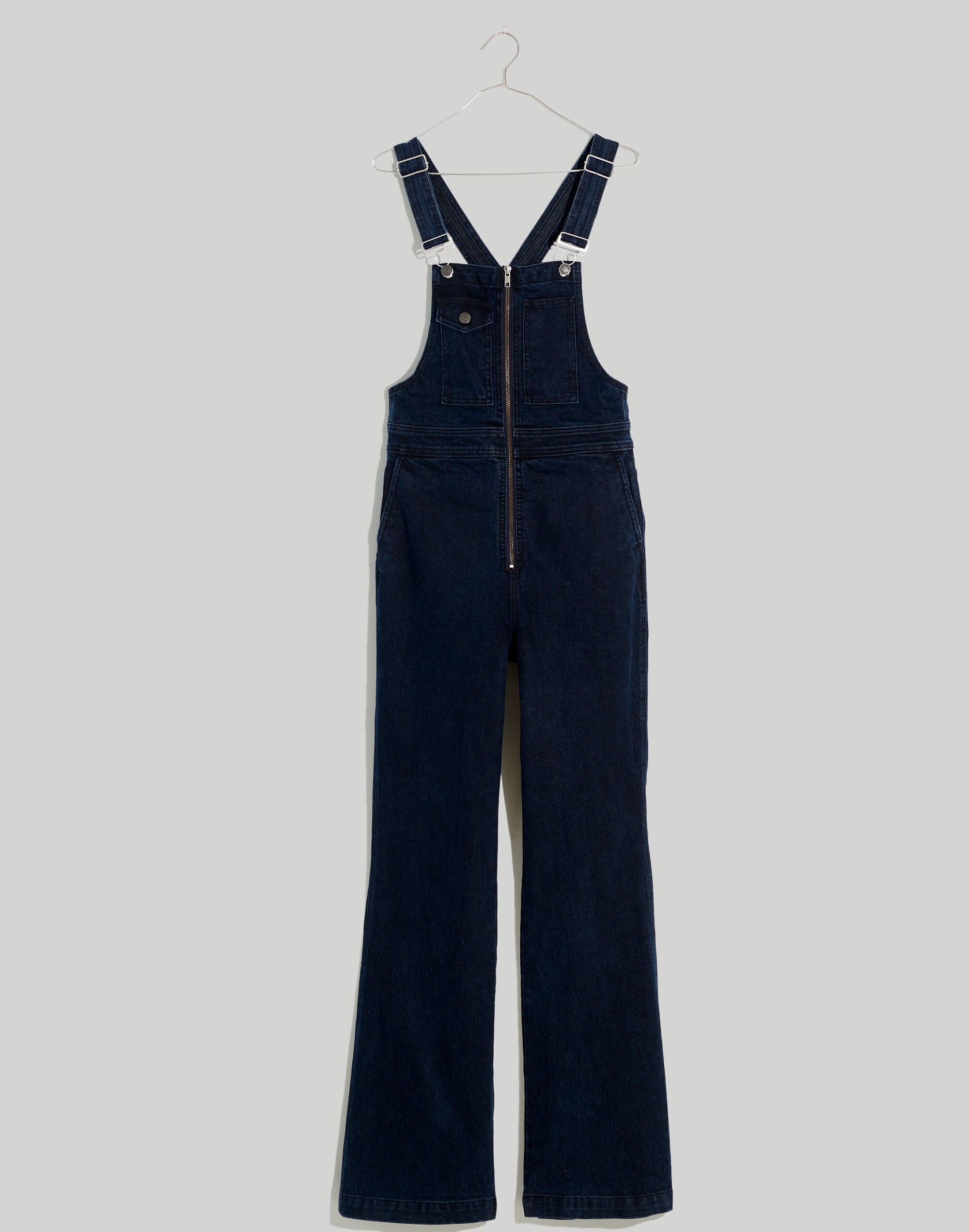 High-Rise Loose Flare Overalls in Ashlane Wash