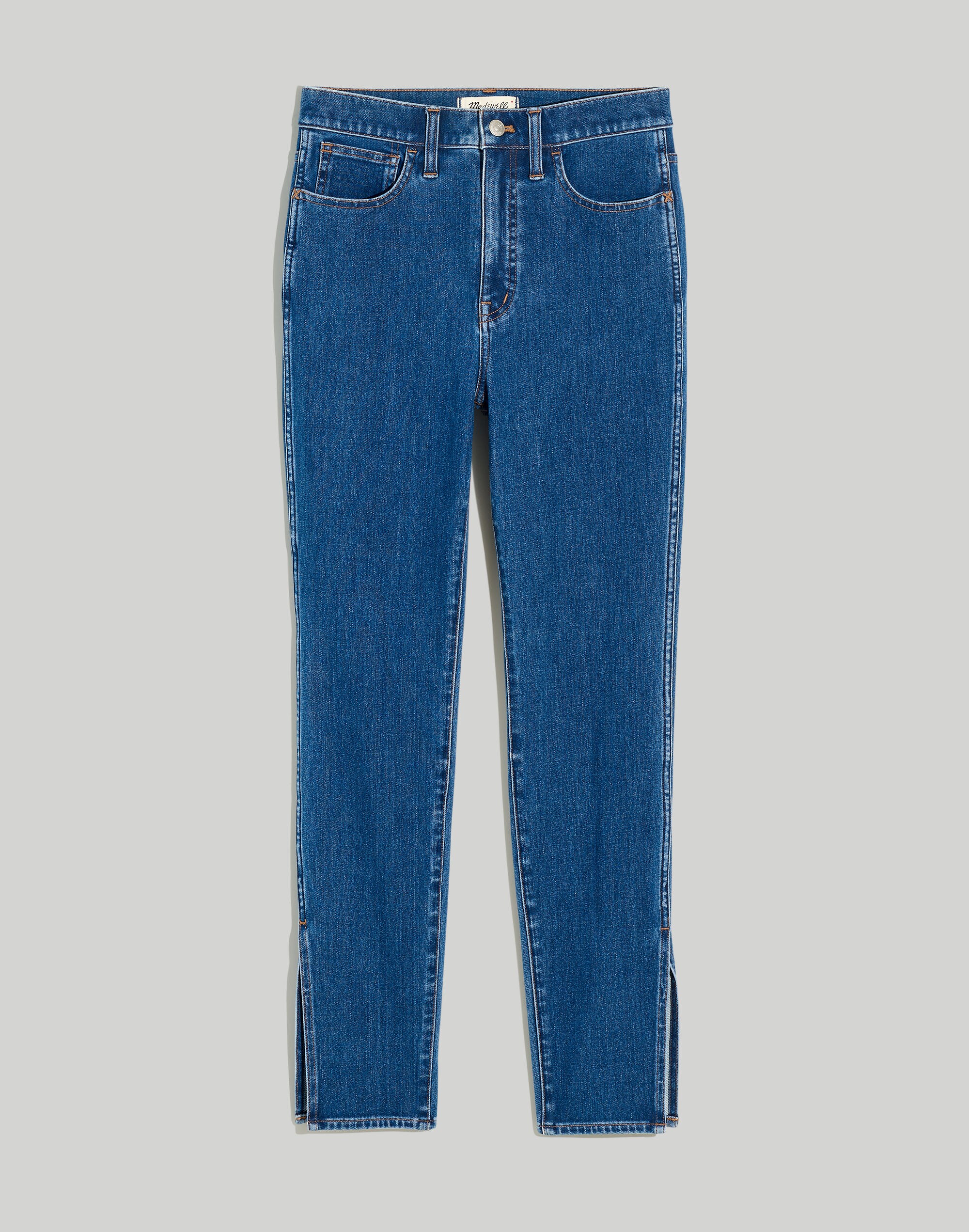11" High-Rise Roadtripper Supersoft Skinny Jeans in Medium Indigo Wash: Slit-Hem Edition