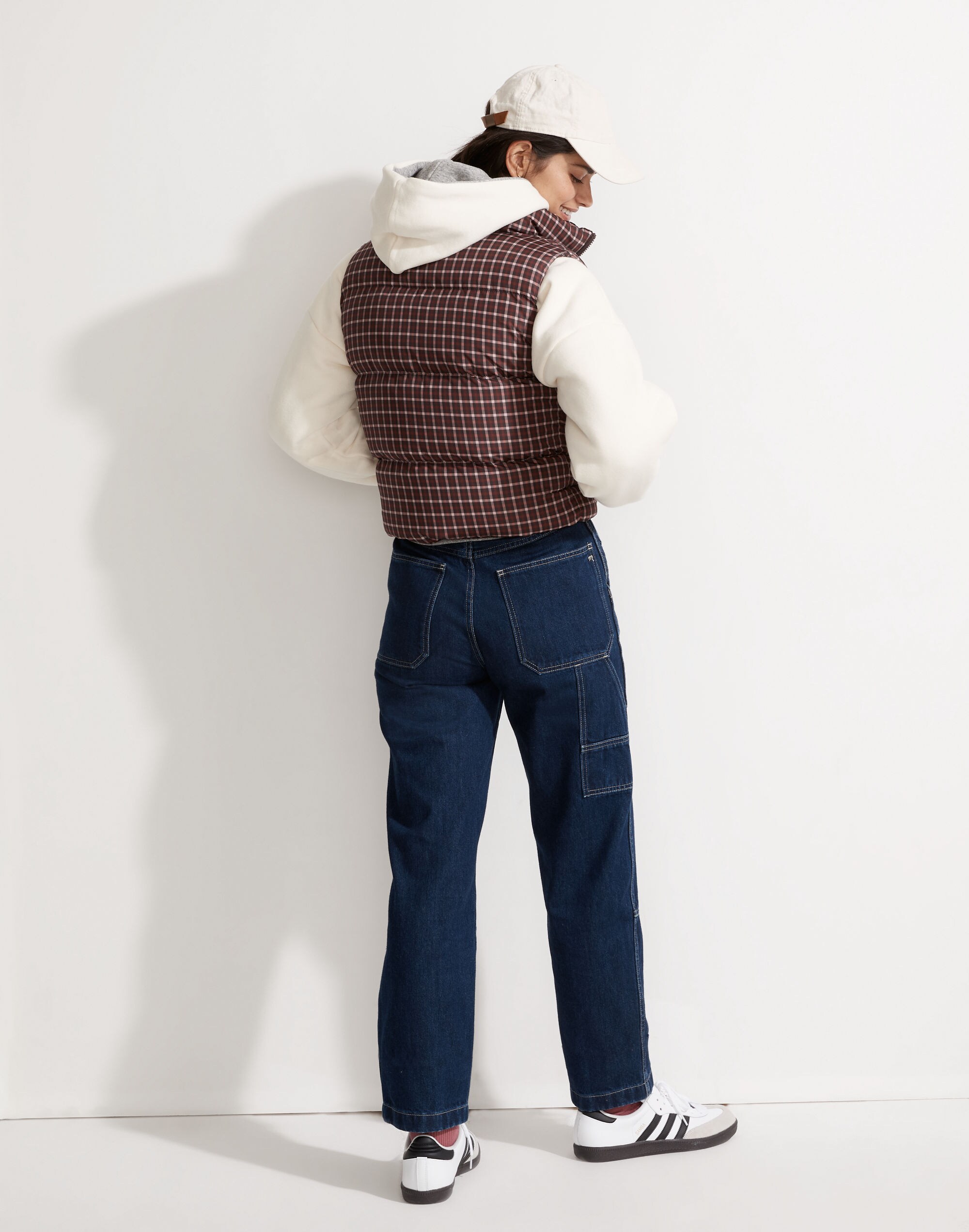 MWL Cropped Puffer Vest in Plaid