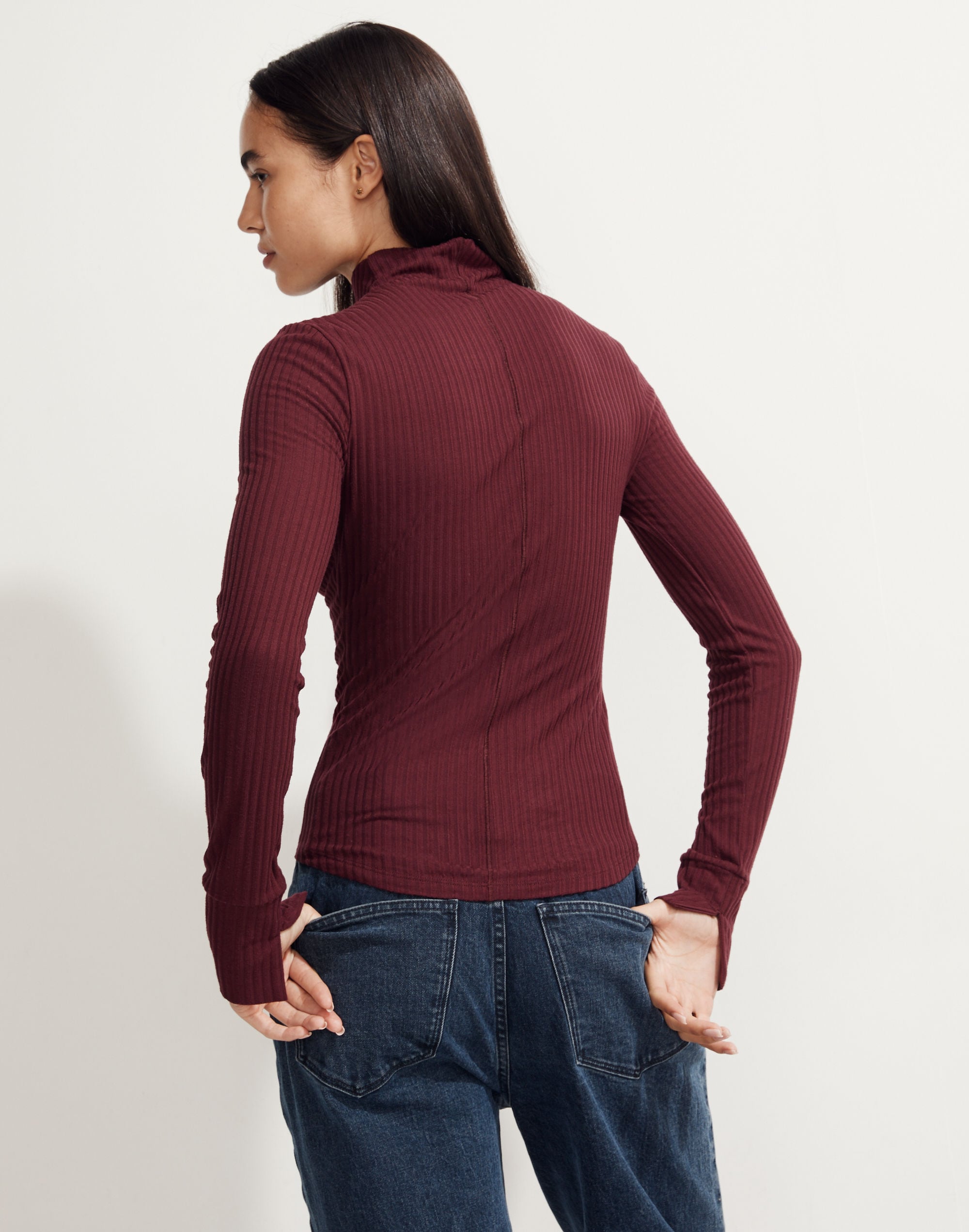 MWL Brushed Rib Long-Sleeve Turtleneck Top