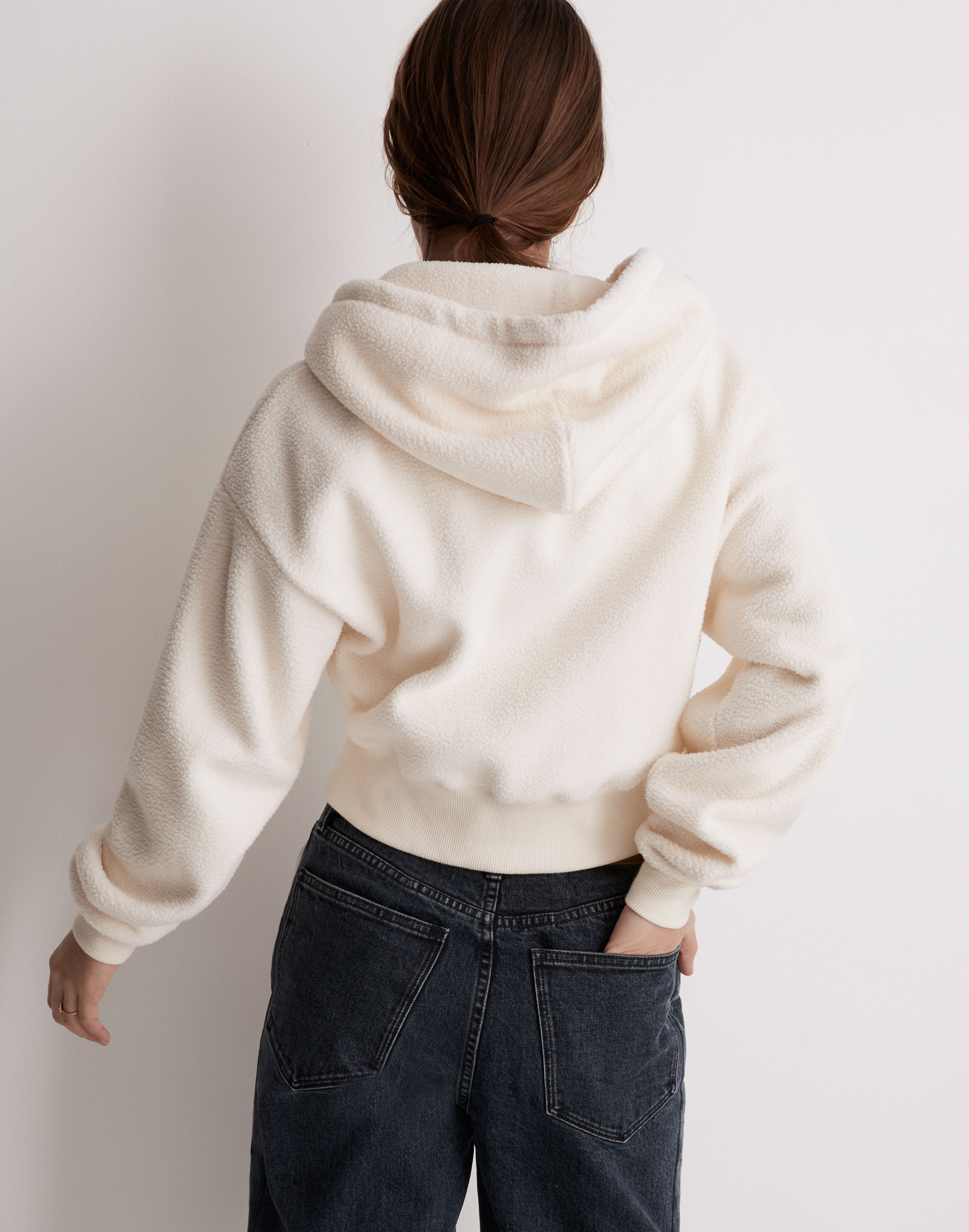 MWL Sherpa Zip-Front Drawstring Hoodie Sweatshirt