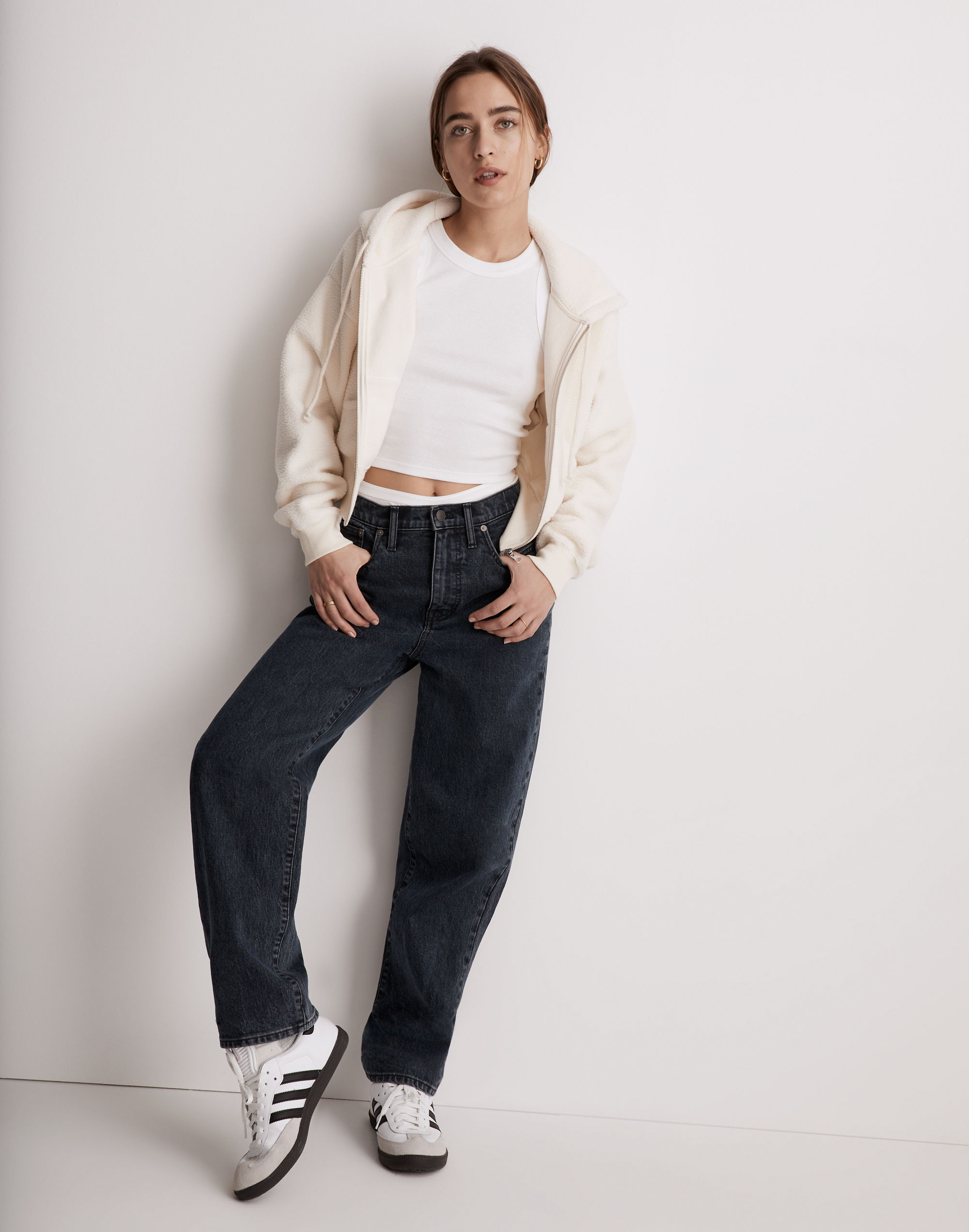 MWL Sherpa Zip-Front Drawstring Hoodie Sweatshirt