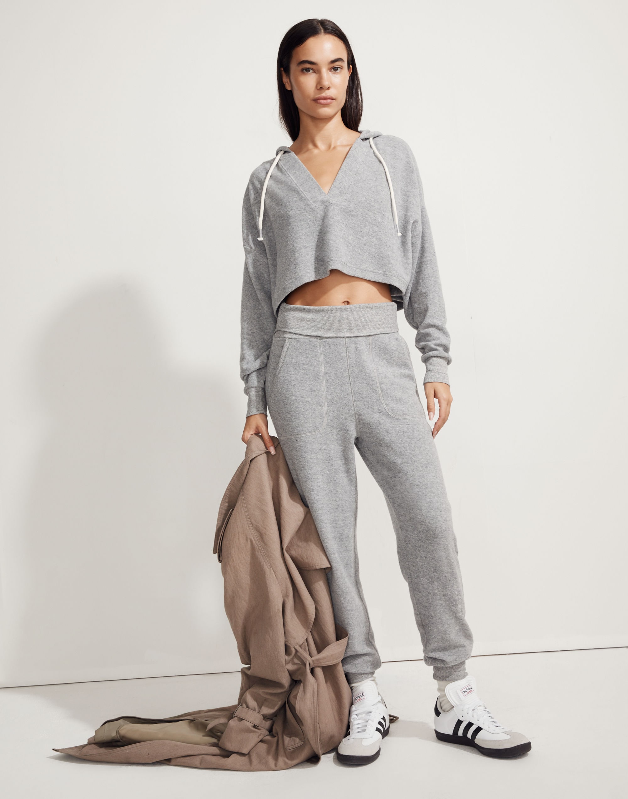 brushed drawstring hoodie sweatshirt