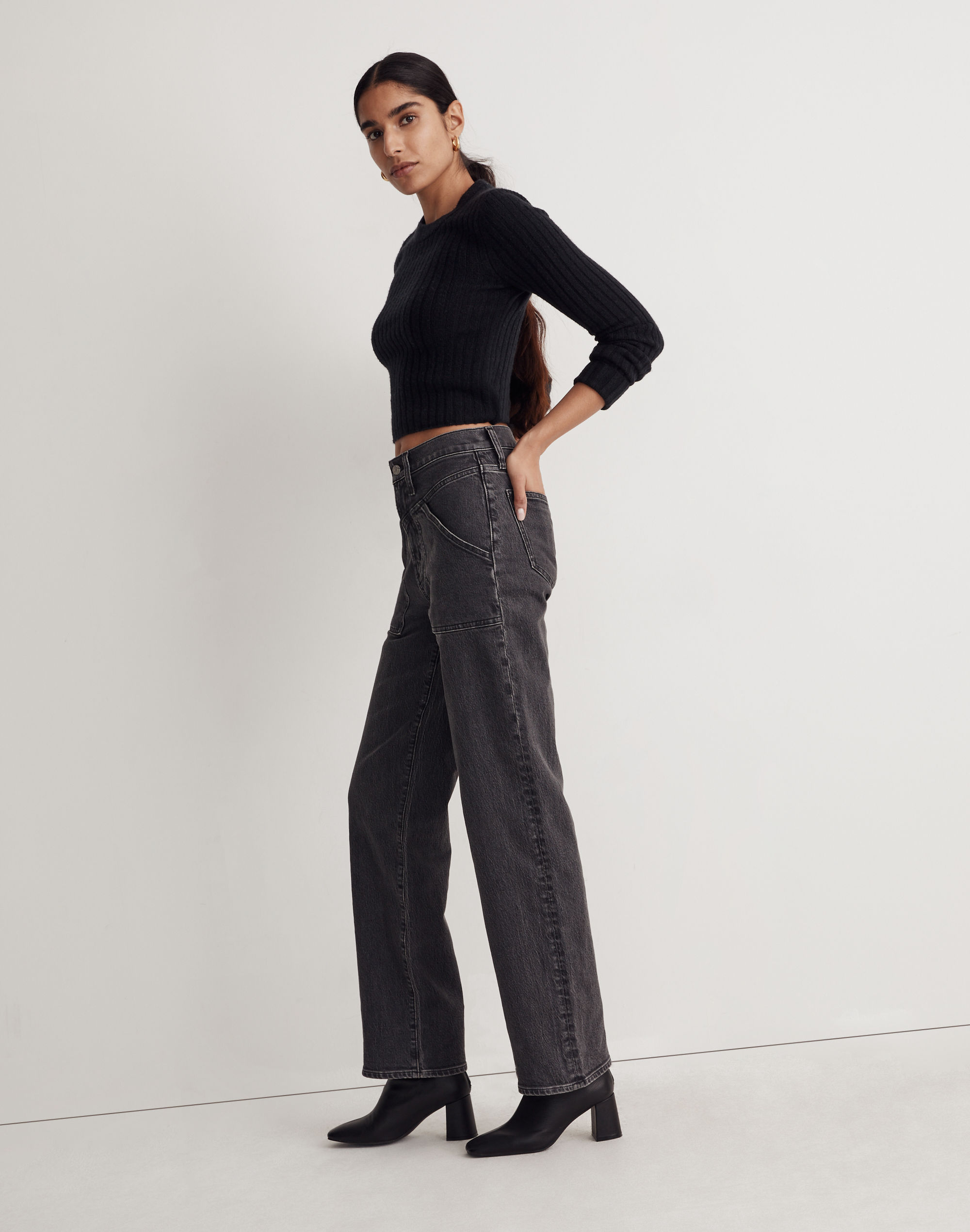 The Perfect Vintage Wide-Leg Jean in Windhaven Wash: Patch-Pocket