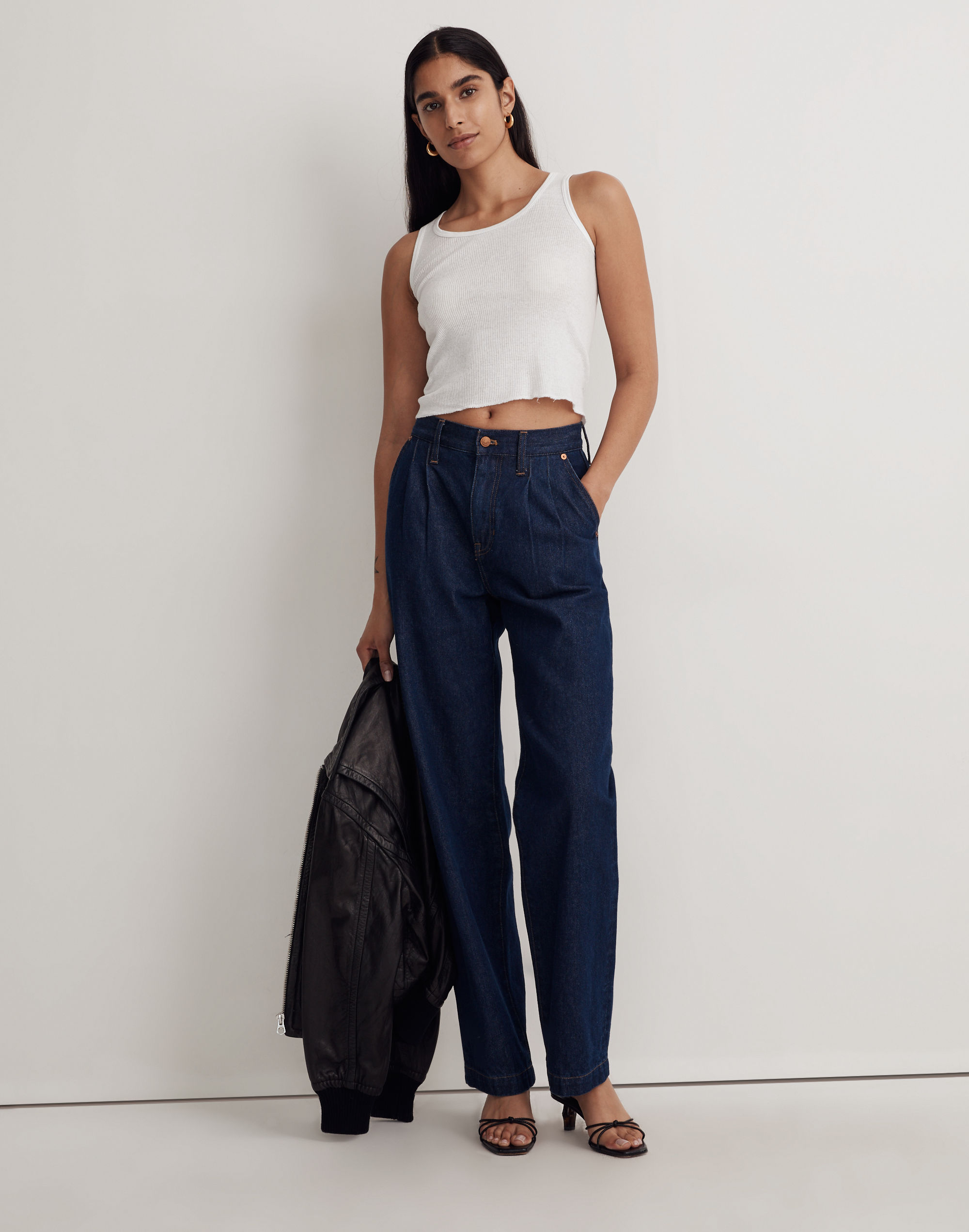 Baggy Straight Jeans in Woodham Wash: Pleated Edition