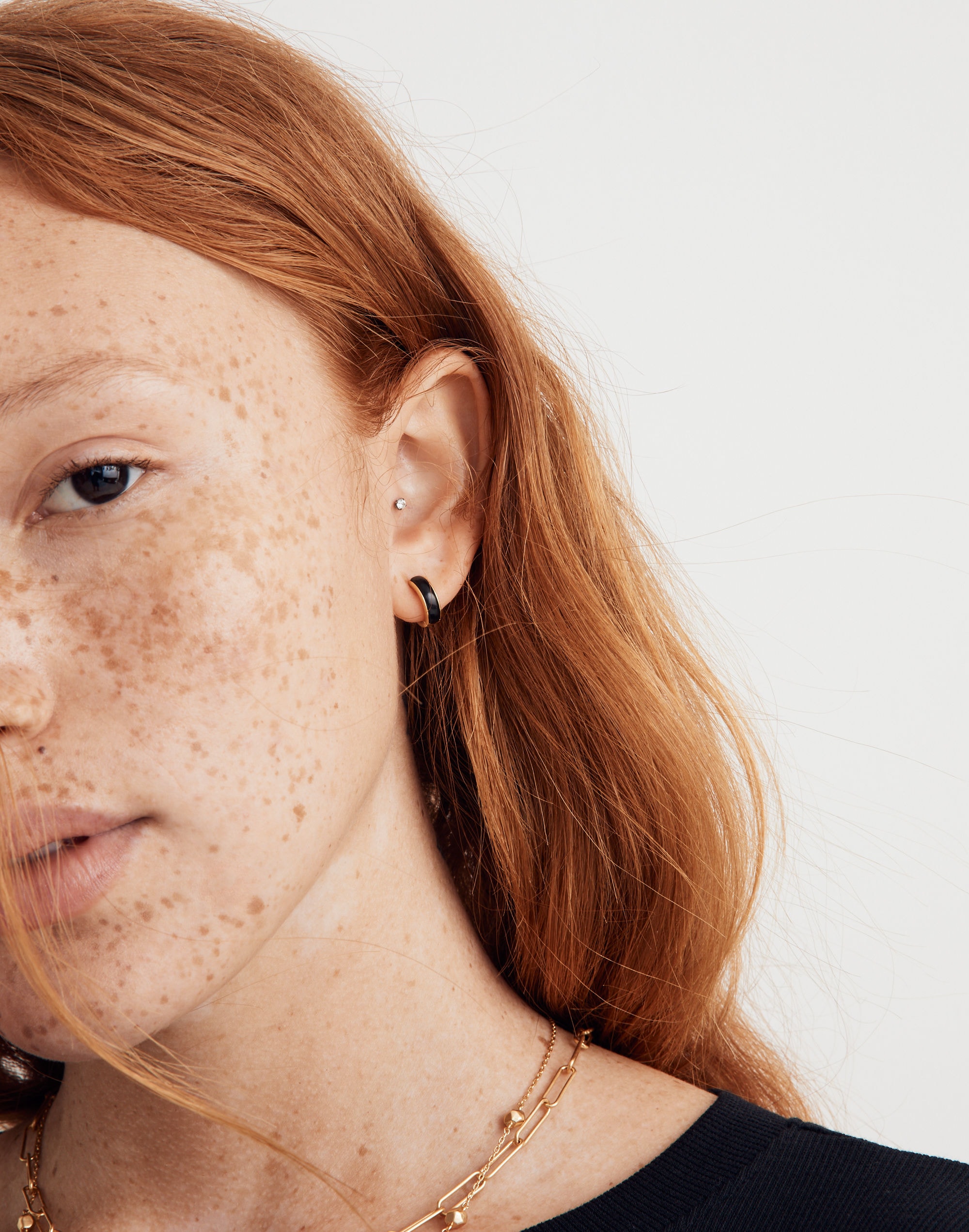 Darkstone Huggie Hoop Earrings