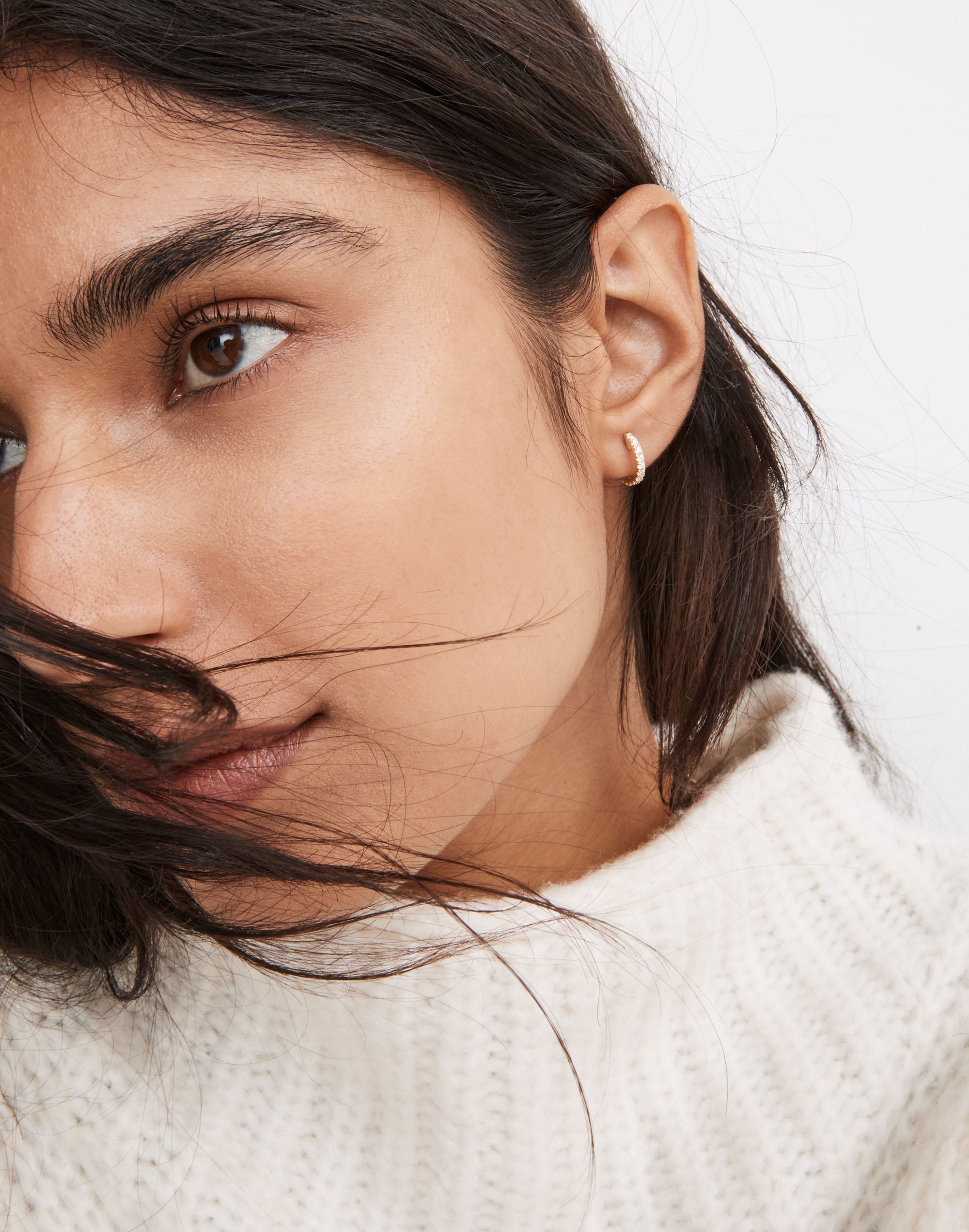 Vermeil Pav&eacute; Huggie Hoop Earrings