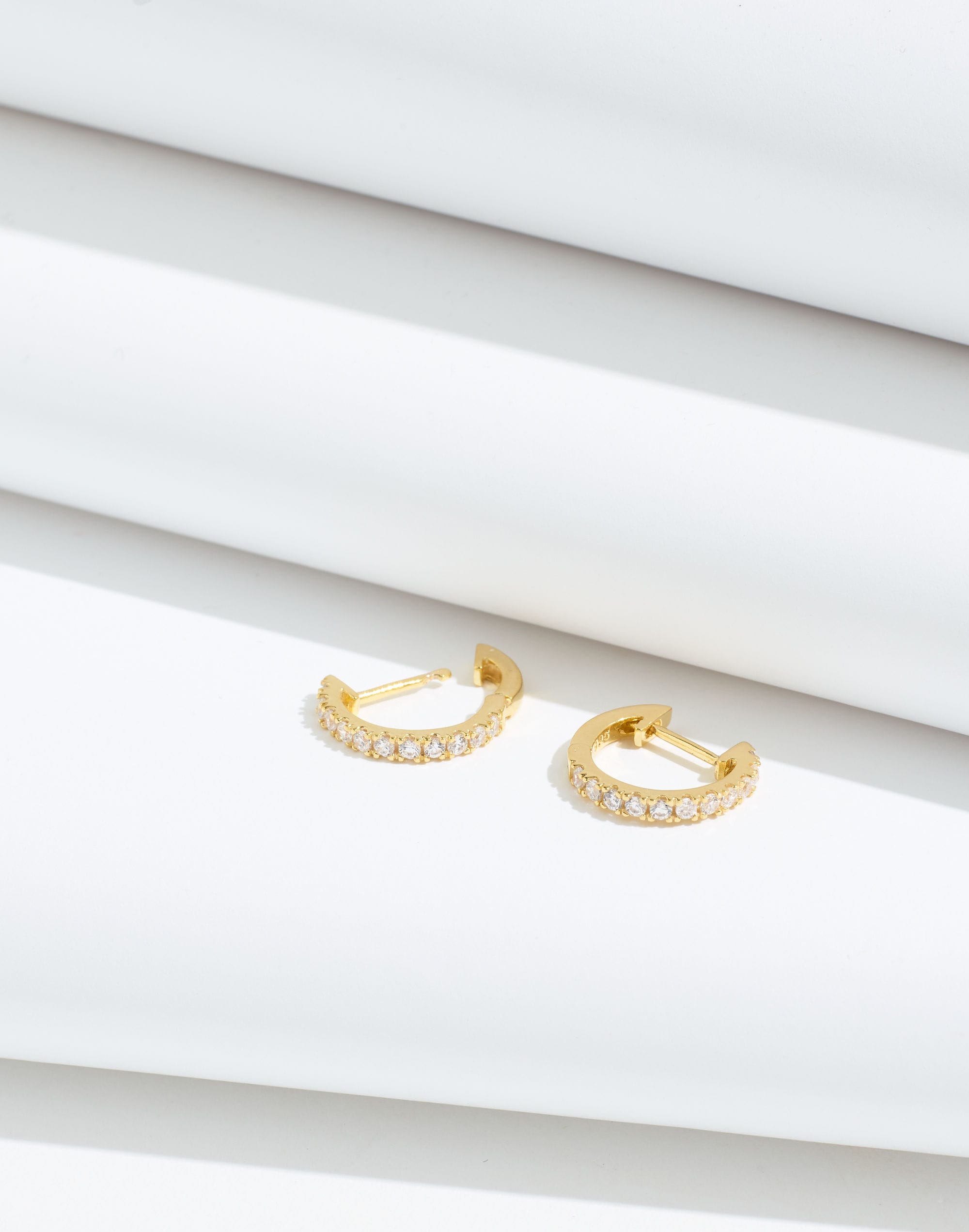 Vermeil Pav&eacute; Huggie Hoop Earrings