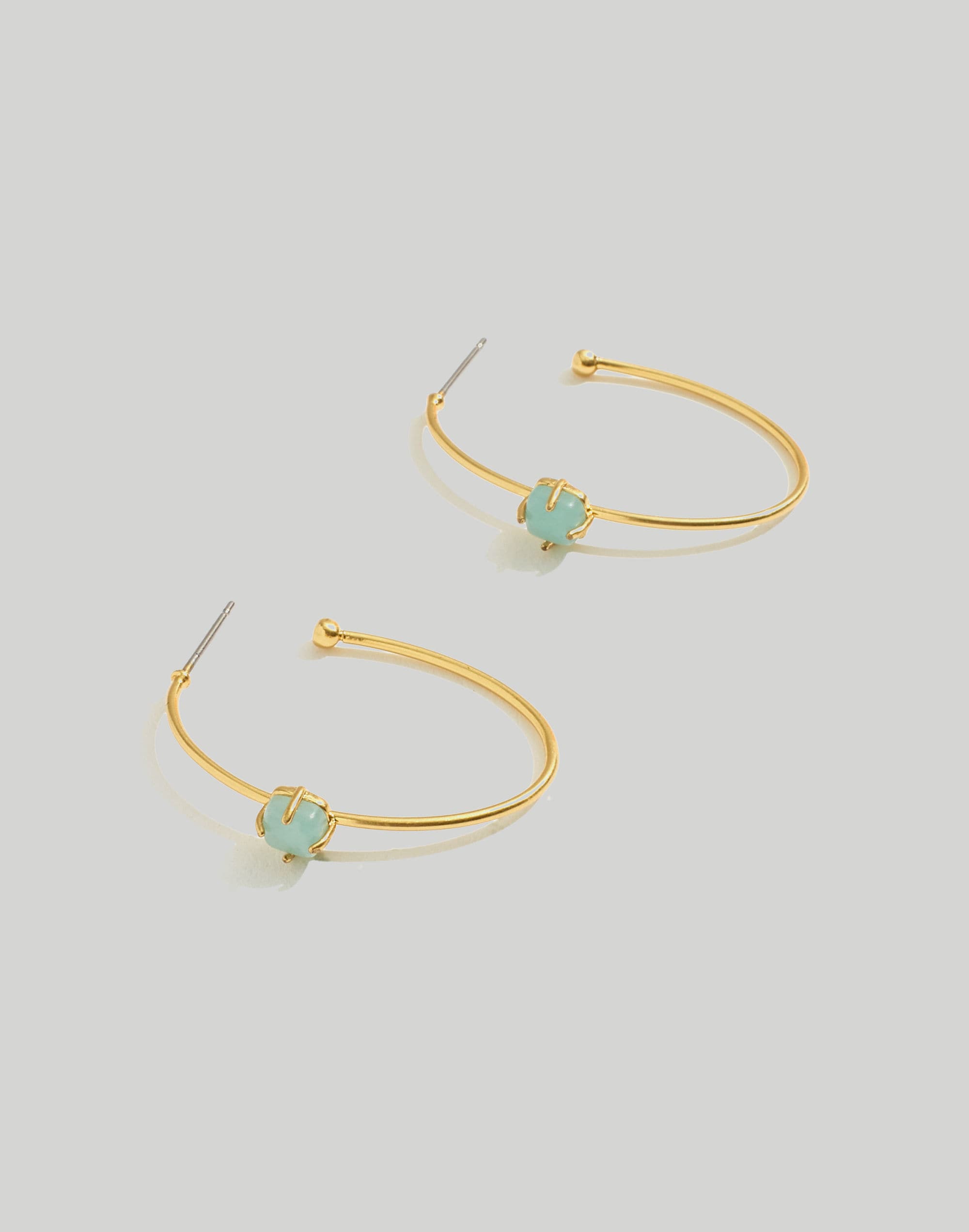 Stone Collection Aquamarine Medium Hoop Earrings