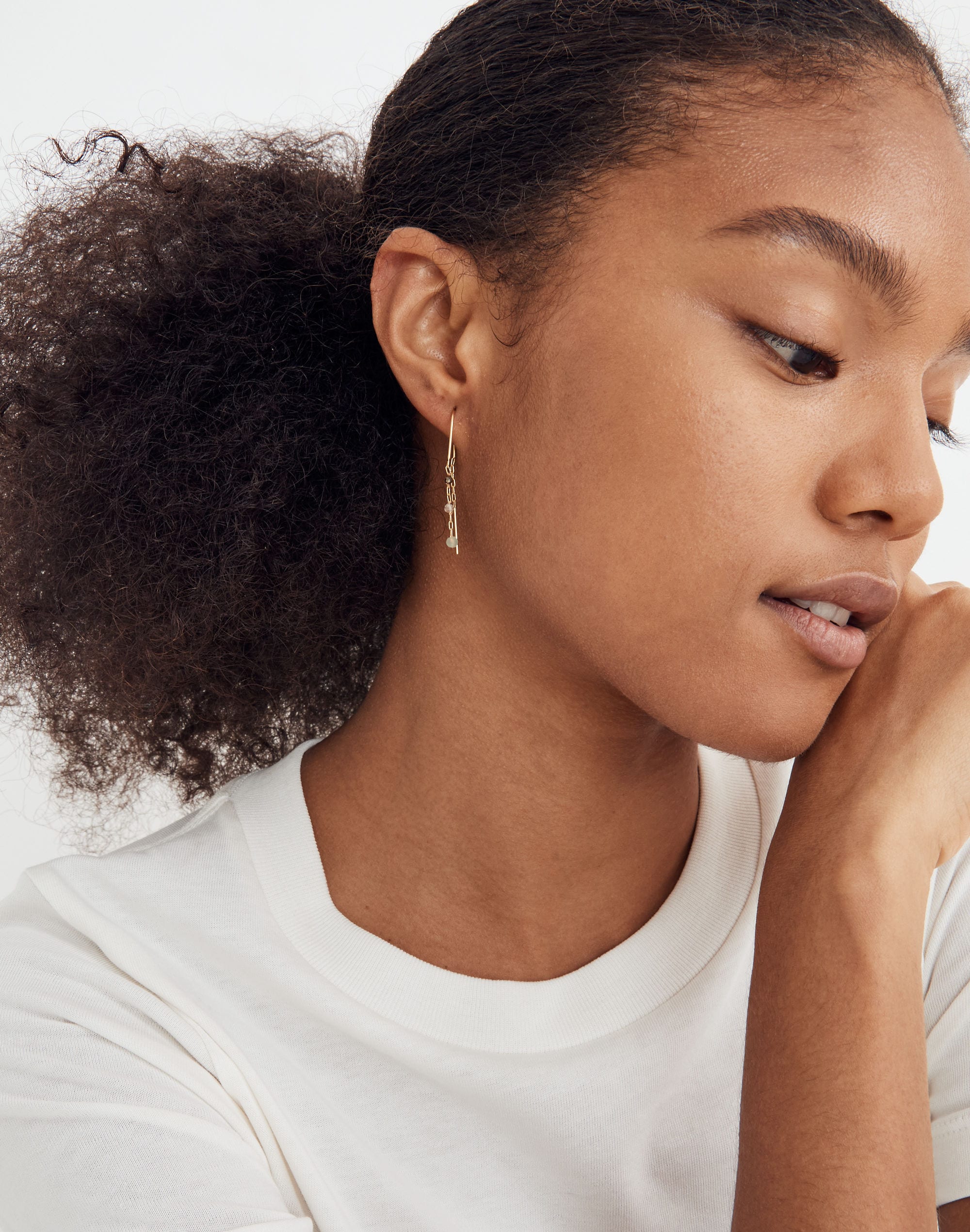 Stone Collection Aquamarine Threader Earrings