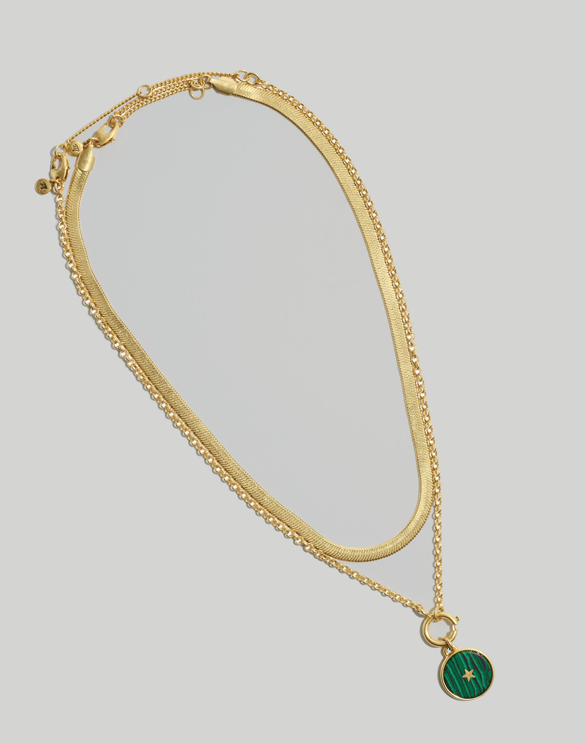 Two-Piece Malachite Pendant Necklace Set