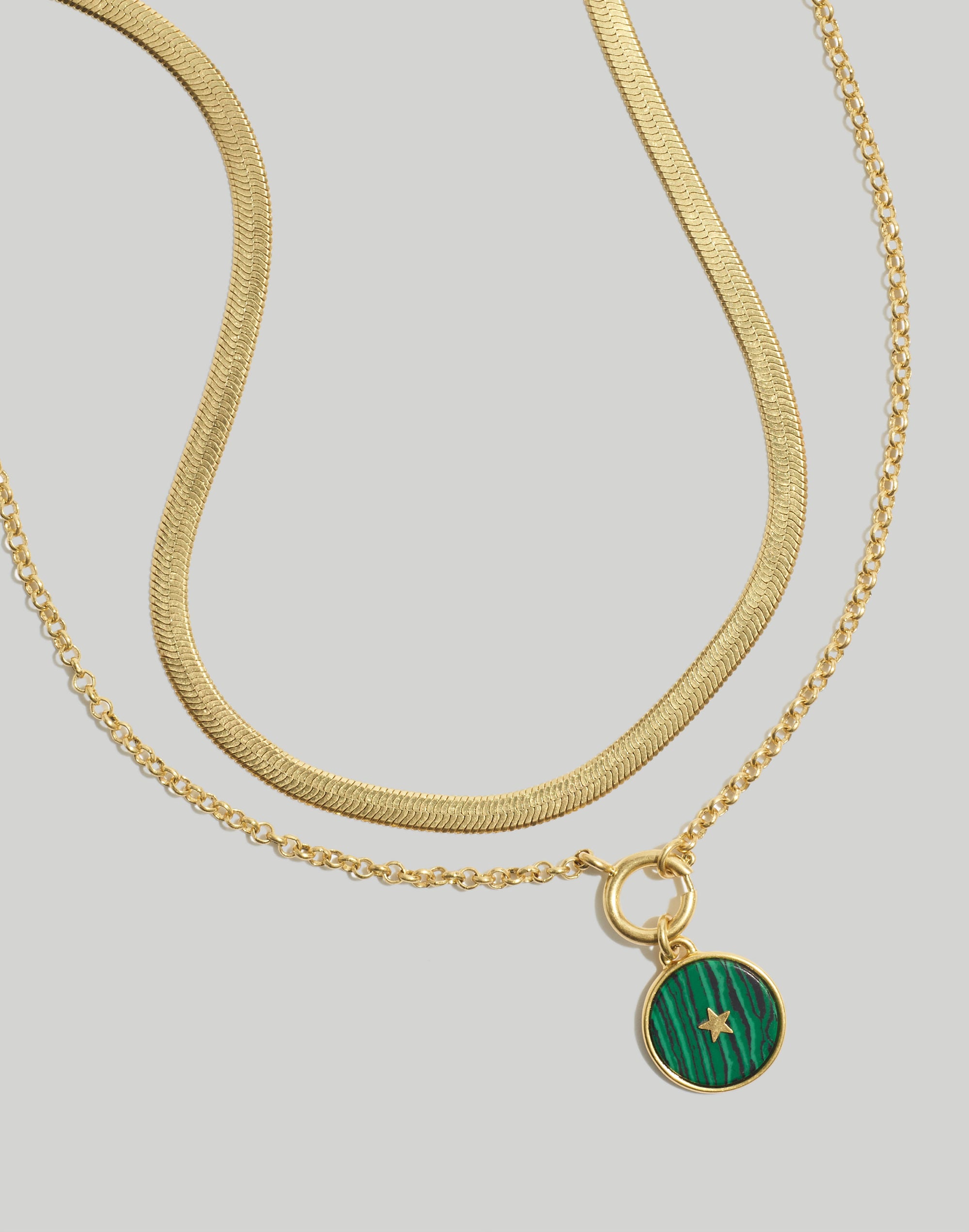 Two-Piece Malachite Pendant Necklace Set
