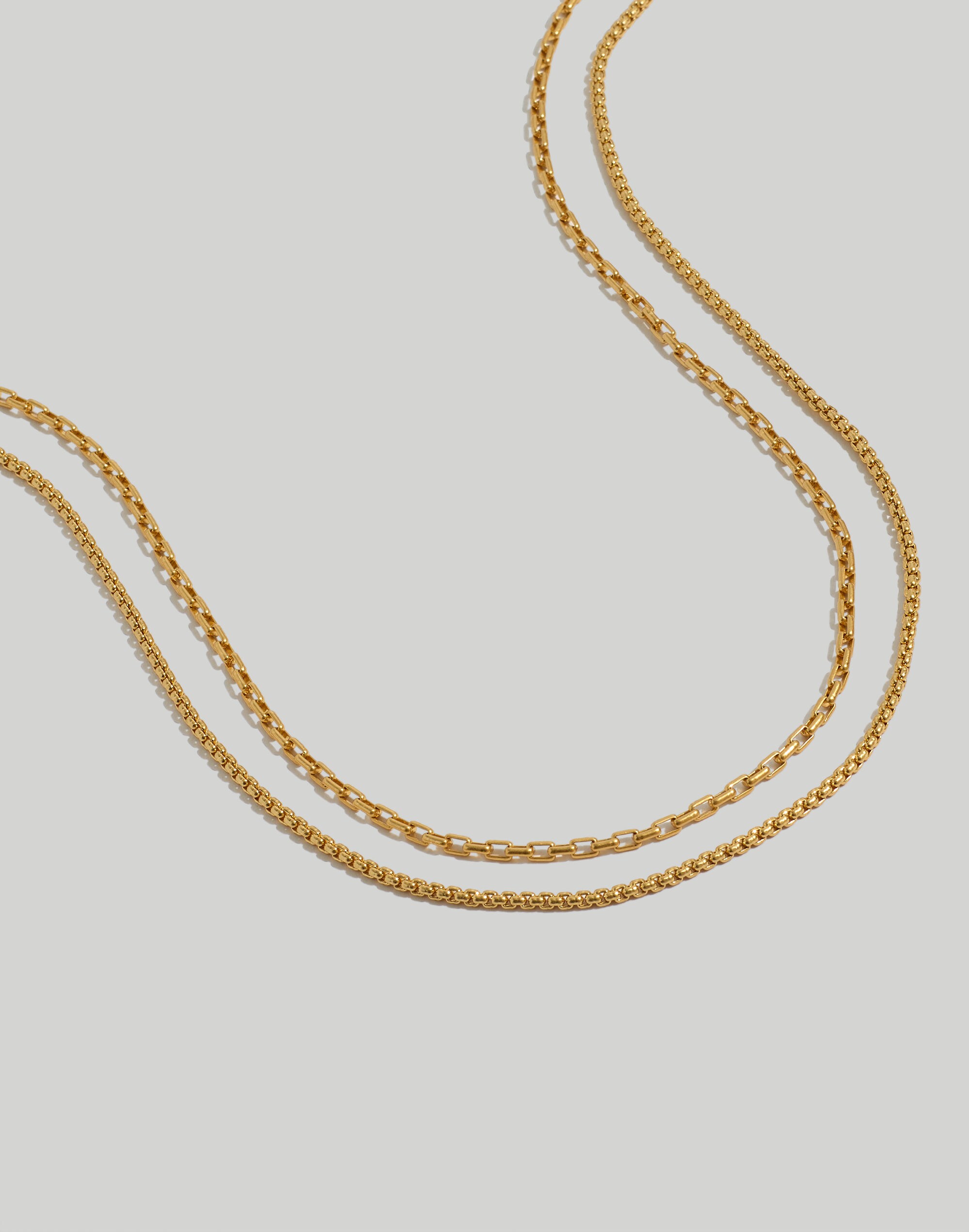 Two-Piece Box Chain Necklace Set