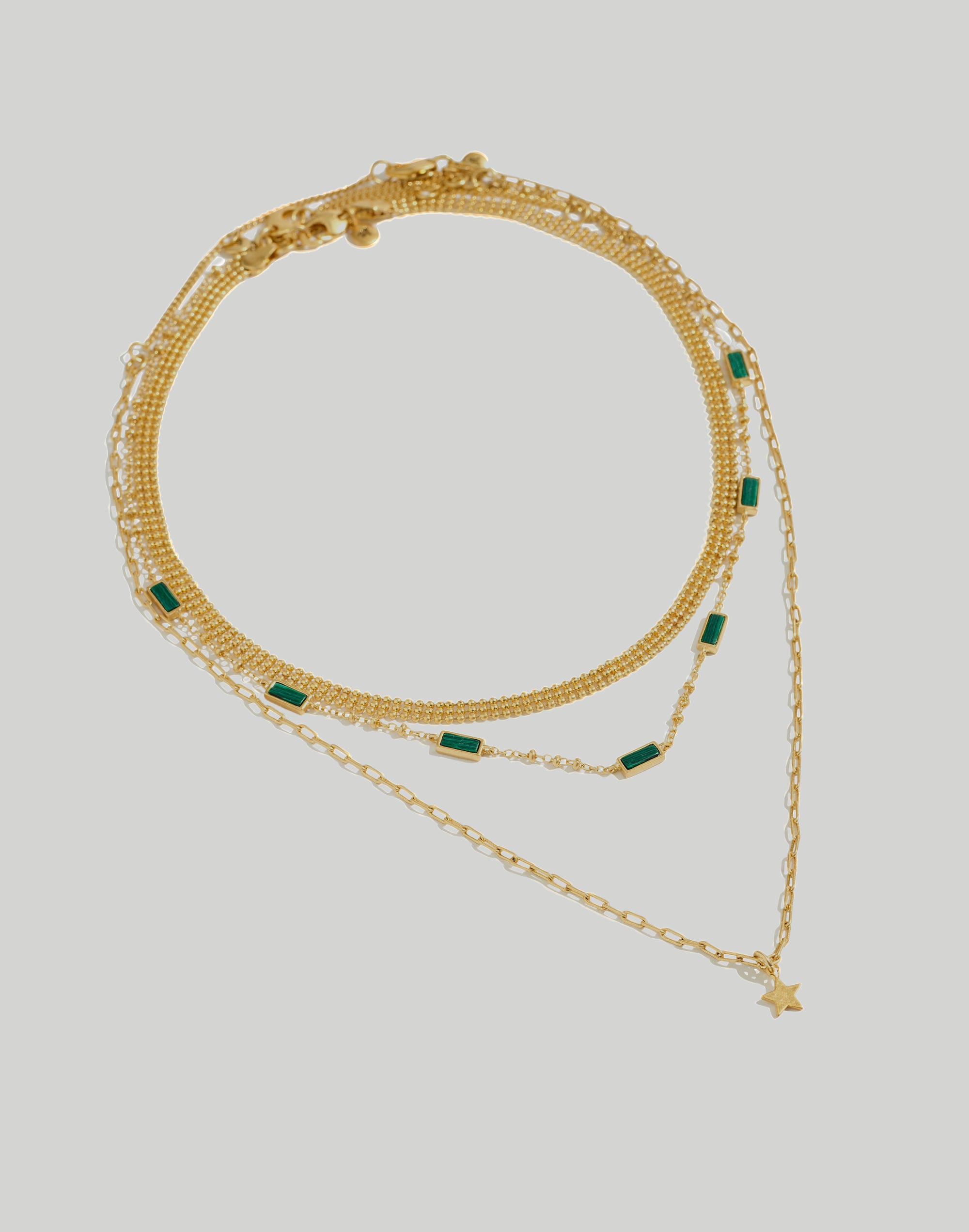 Three-Piece Malachite Necklace Set