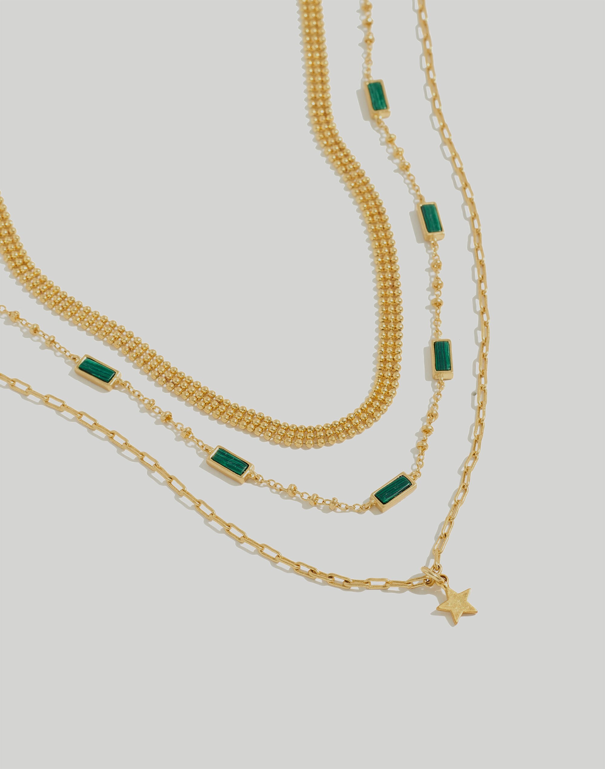 Three-Piece Malachite Necklace Set