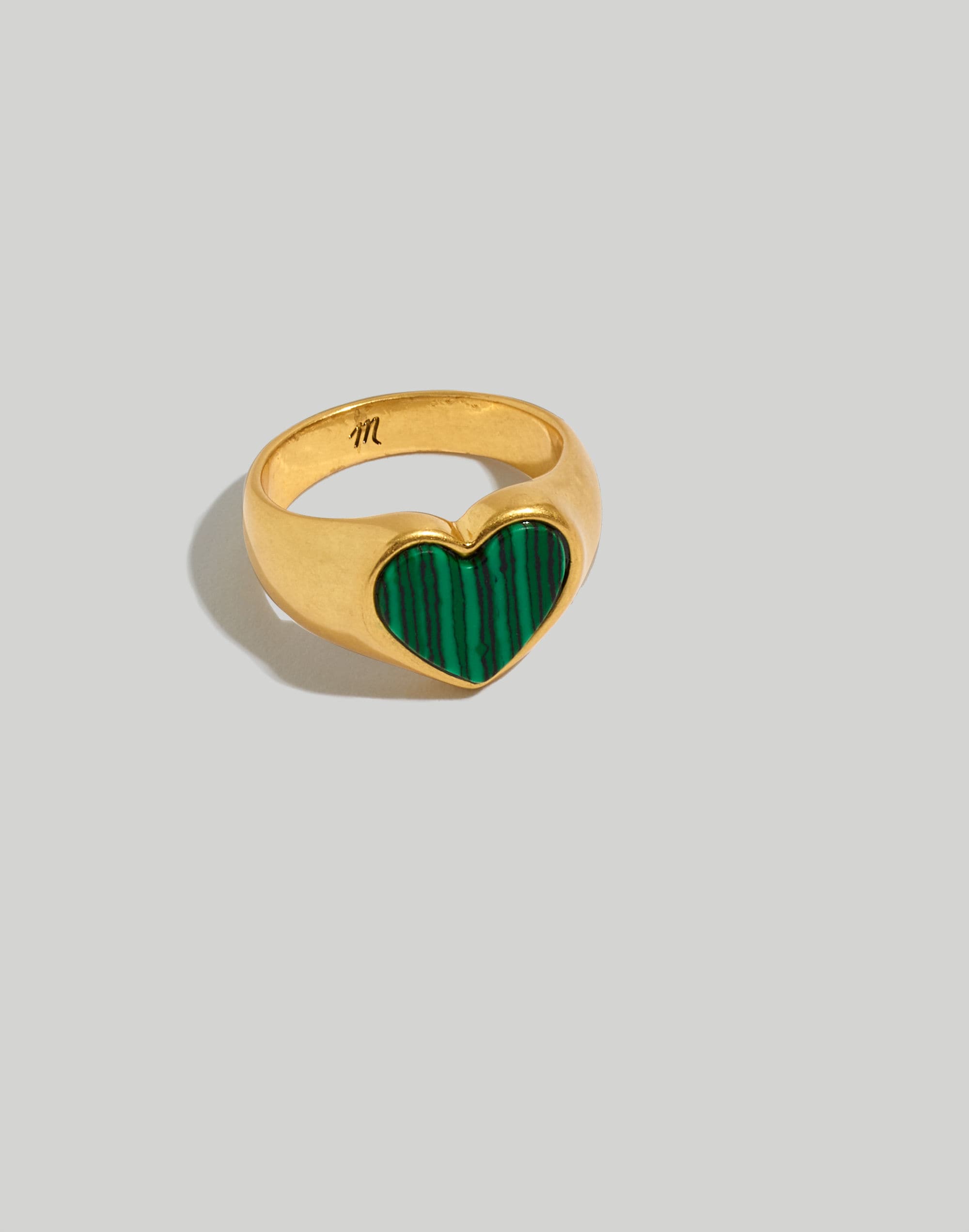 Malachite Heart Signet Ring