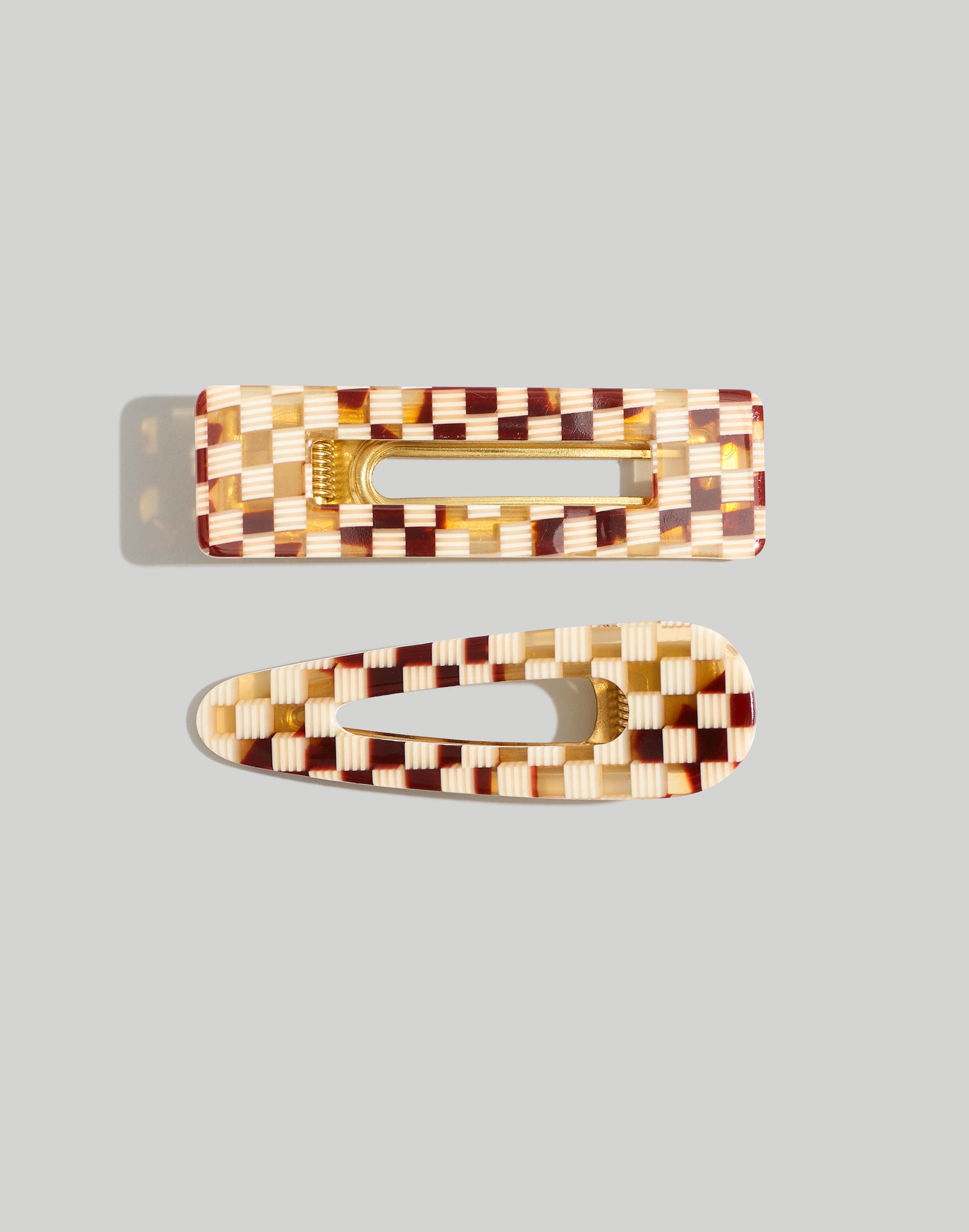 two-pack tortoise checkerboard barrettes