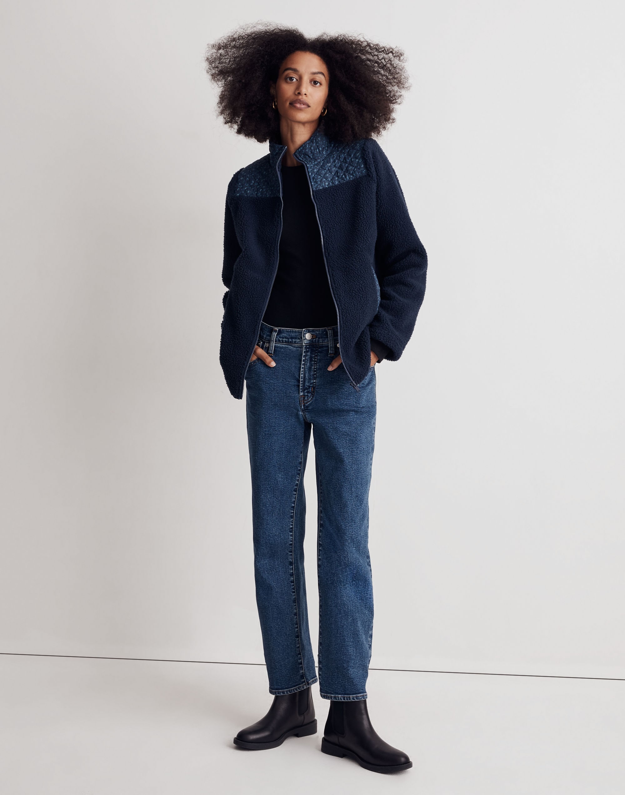 (re)sourced sherpa zip-front jacket