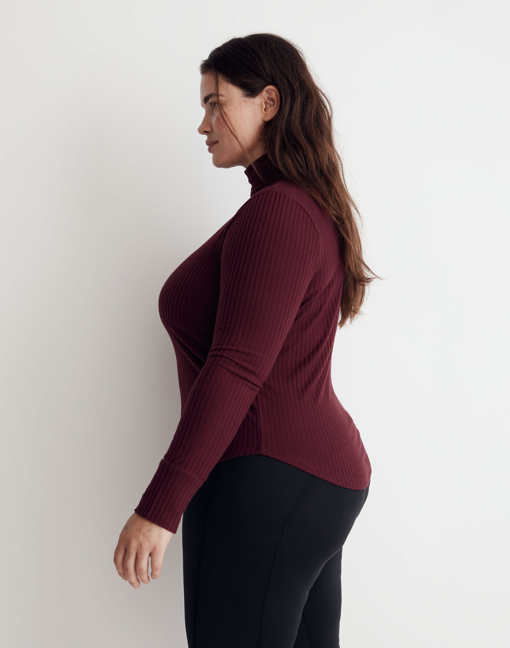 Plus MWL Brushed Rib Long-Sleeve Turtleneck Top