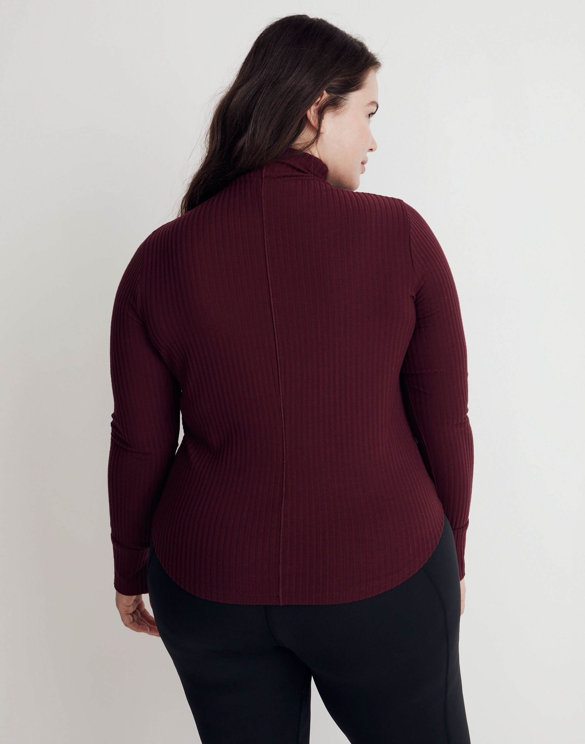 Plus MWL Brushed Rib Long-Sleeve Turtleneck Top