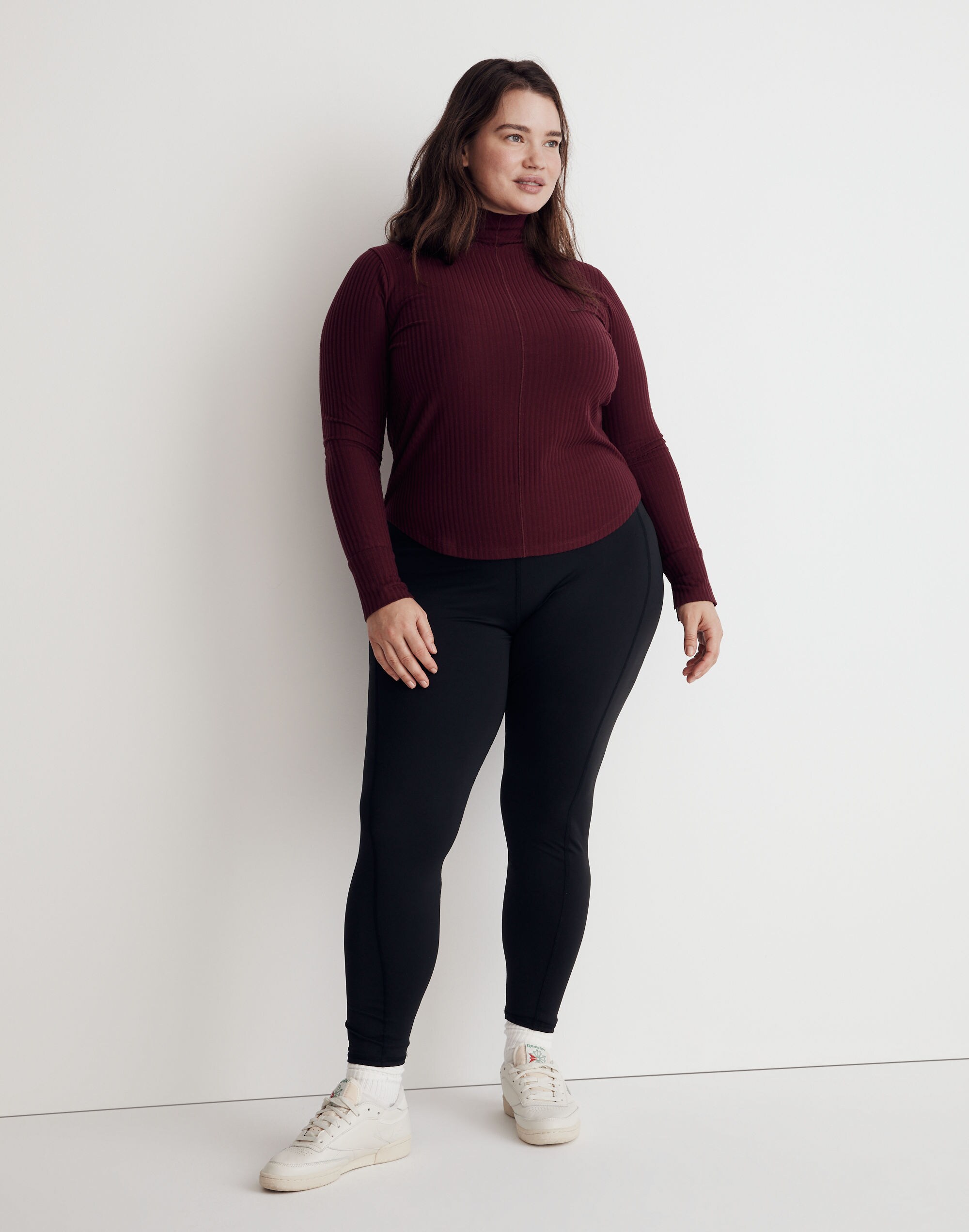 Plus MWL Brushed Rib Long-Sleeve Turtleneck Top