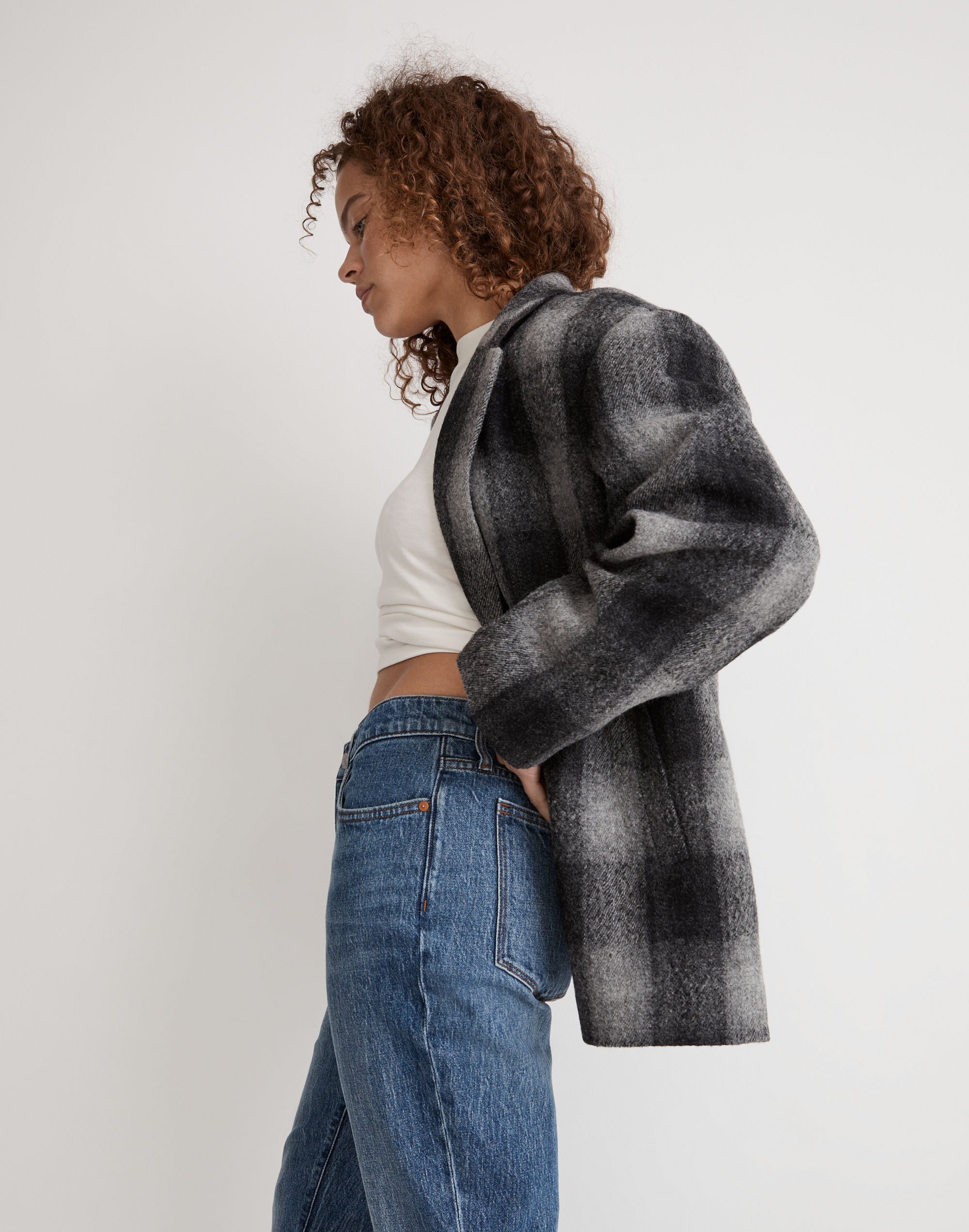 The Oversized Dorset Blazer in Buffalo Check Boiled Wool
