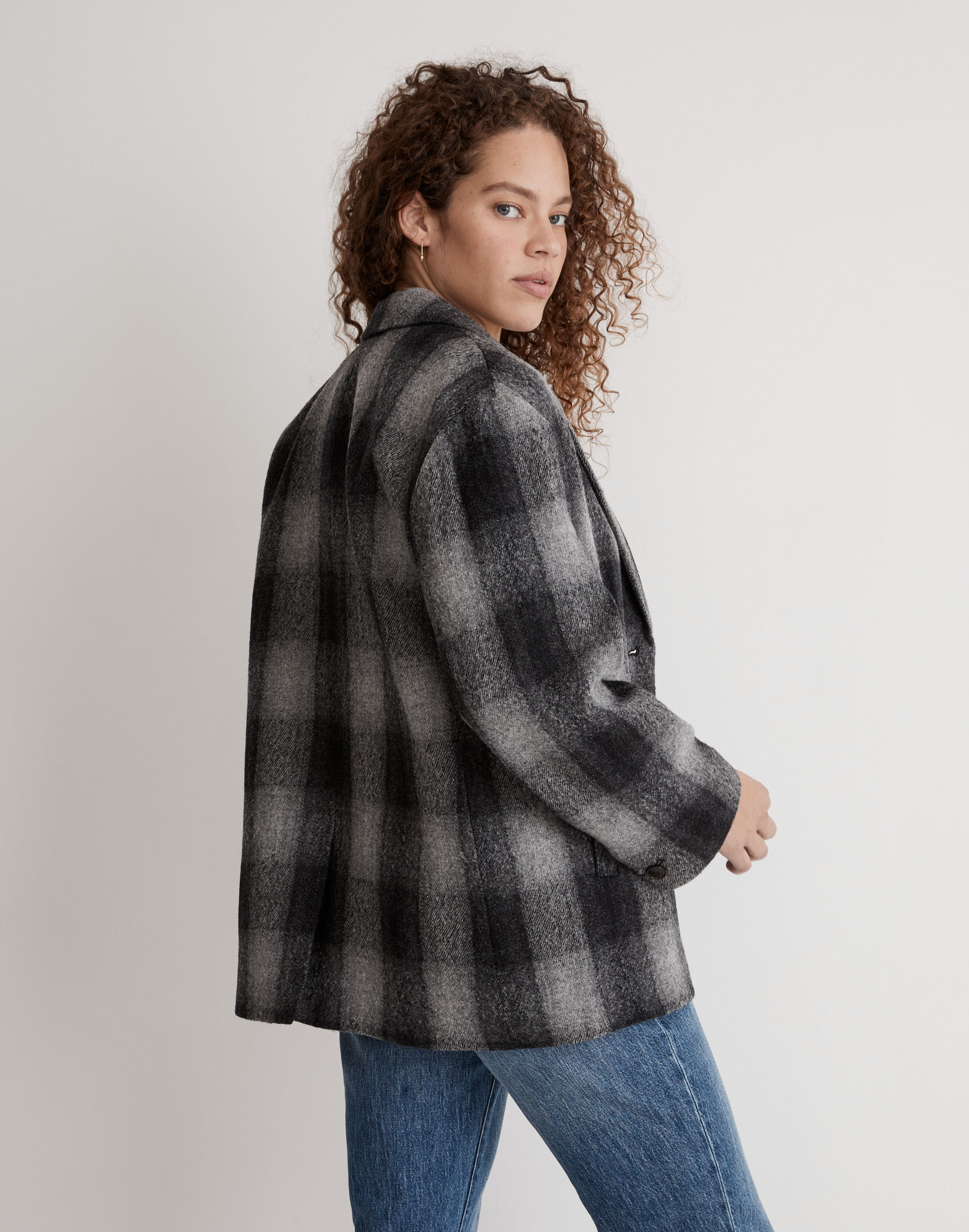 The Oversized Dorset Blazer in Buffalo Check Boiled Wool