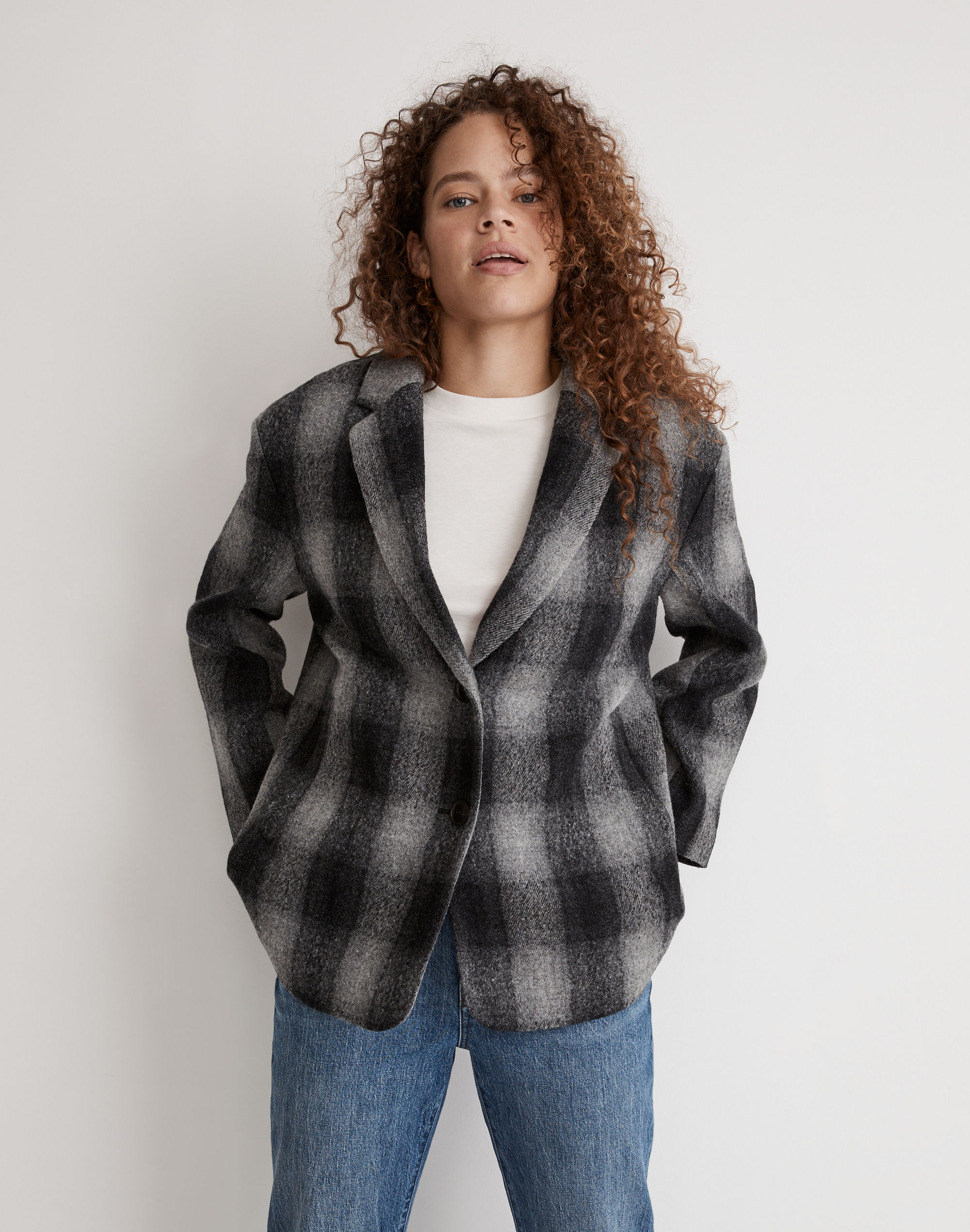 The Oversized Dorset Blazer in Buffalo Check Boiled Wool
