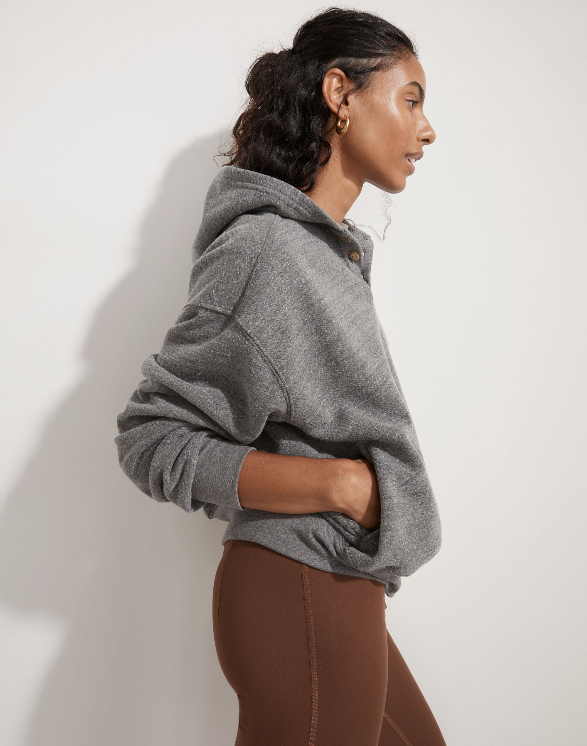 Donni (Re)sourced Cashmere-Merino Button Hoodie Sweatshirt