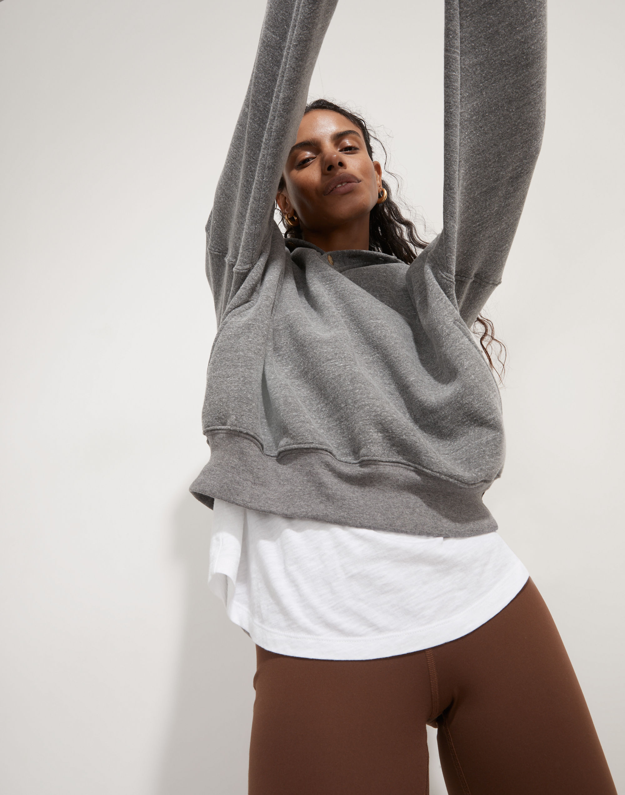 Donni (Re)sourced Cashmere-Merino Button Hoodie Sweatshirt